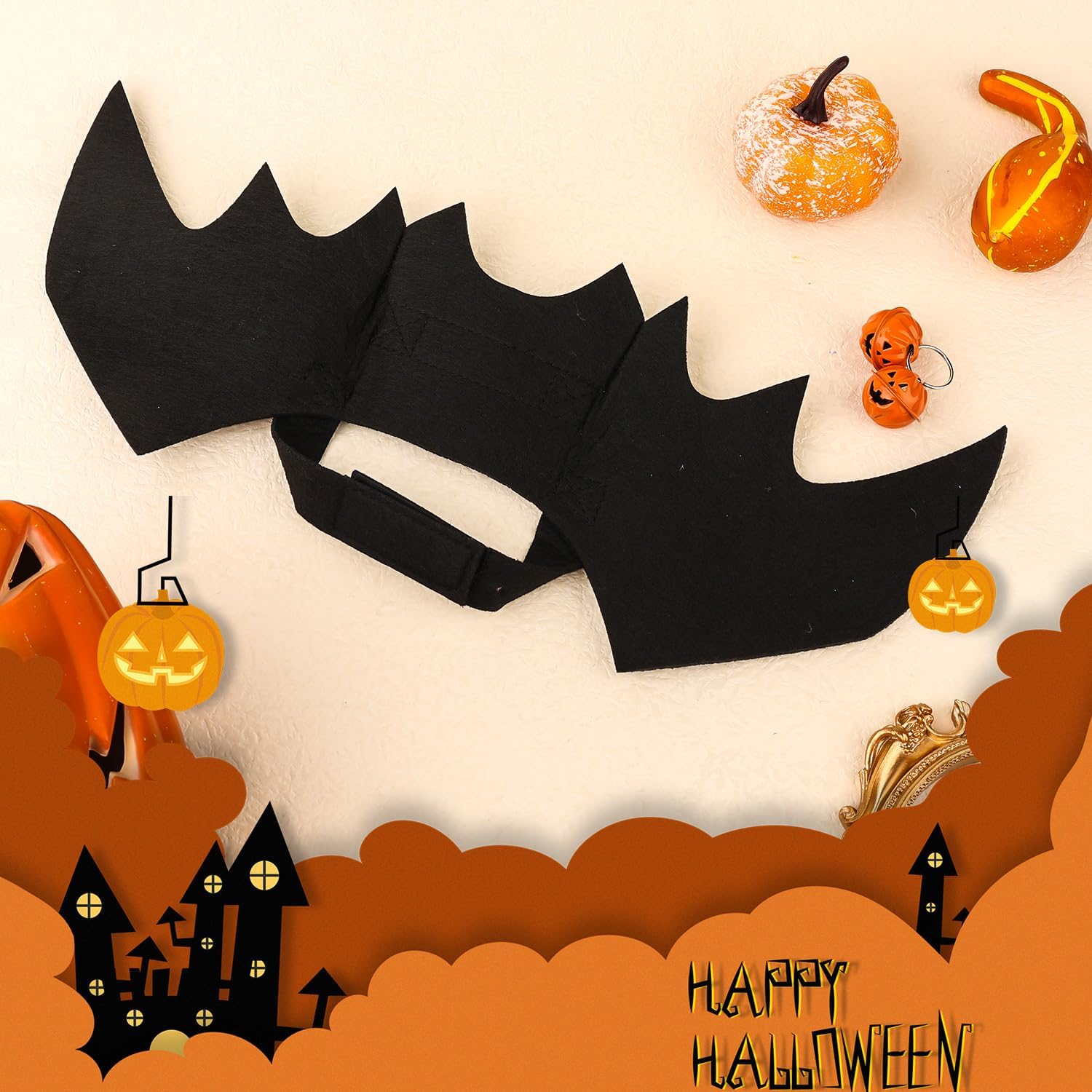 Alas de murciélago para perro de Halloween, lindo disfraz de perro, alas de murciélago para Halloween, collar de perro, alas de murciélago con
