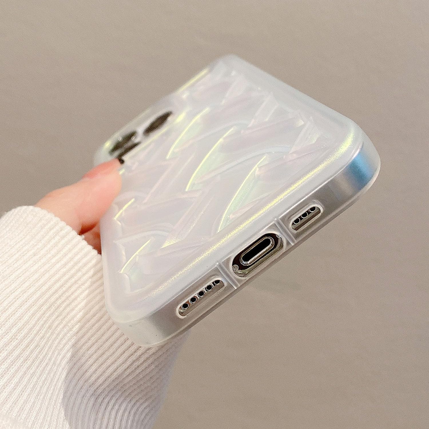 Yepda Funda para iPhone 14 Pro Max, funda de teléfono de lujo con patrón tejido 3D a la moda para mujeres y niñas, sensación de golpes, delgada, de