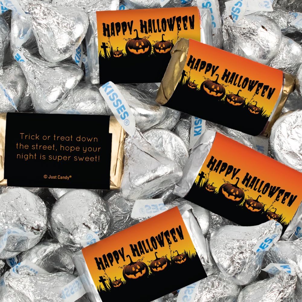 116 piezas de dulces de Halloween, recuerdos de fiesta en miniatura, chocolate y besos (1.50 libras, aproximadamente 116 piezas) – Calabazas