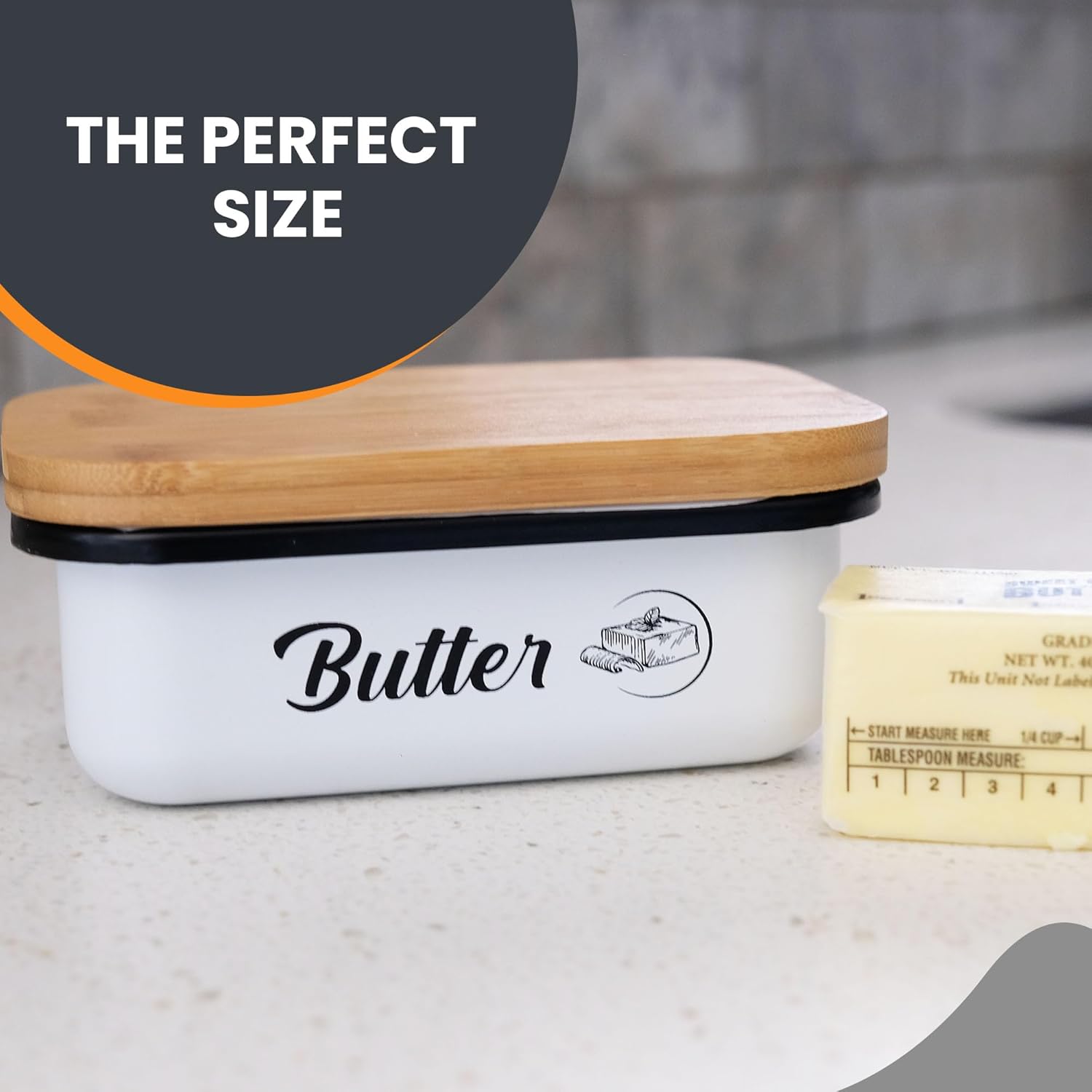 Recipiente de mantequilla  Mantequera grande de lata esmaltada con tapa para encimera  Mantequillera con tapa para refrigerador  Mantequillera