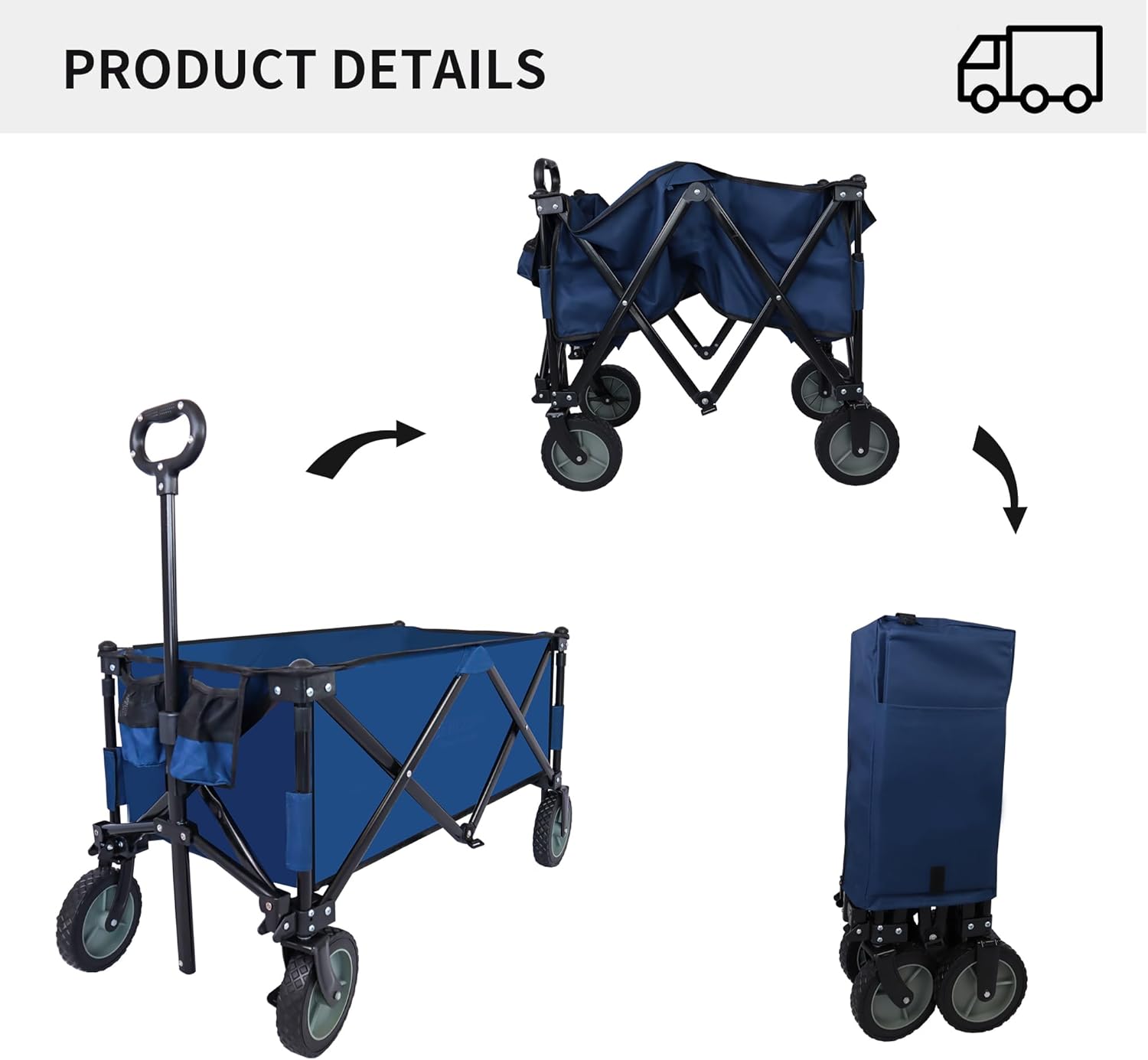 Carrito plegable utilitario plegable resistente, carrito de playa multiusos, carrito de playa, carrito de jardín para deportes, compras, camping