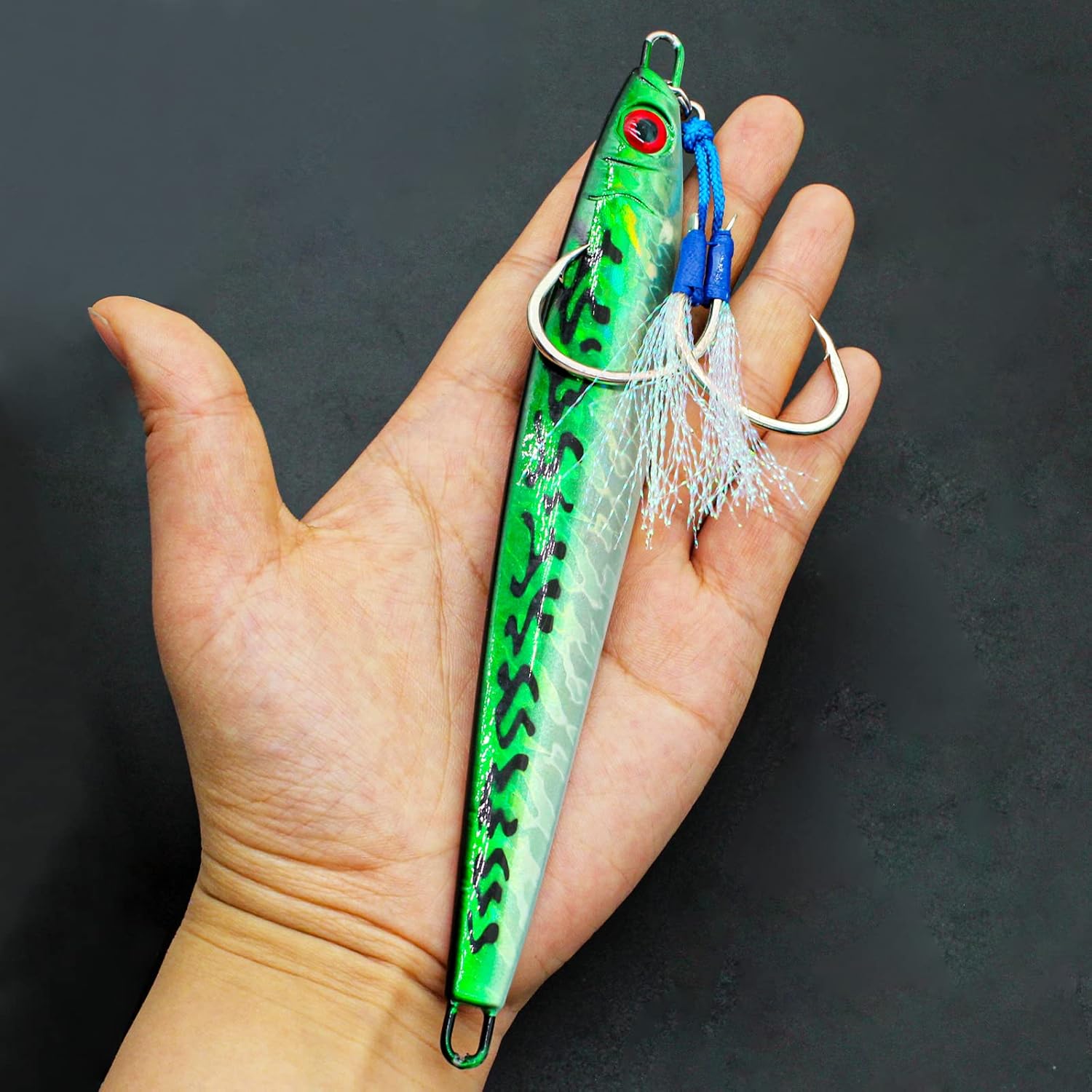 Señuelo de pesca luminoso de agua salada, señuelo de pesca luminoso, cebo duro, pesca marina, lento y plano, caída lenta, señuelo artificial con