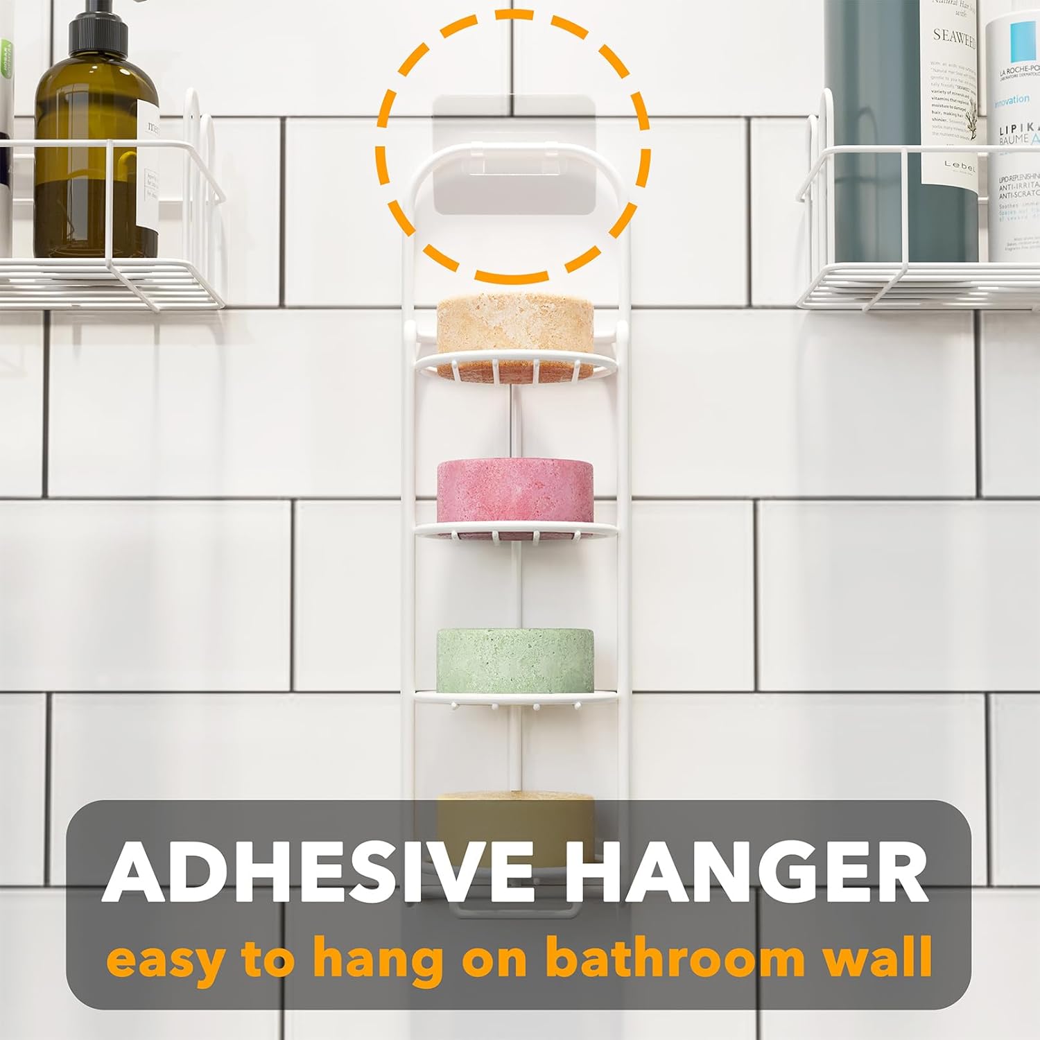 SpaceAid Soporte de barra de champú de 4 niveles para ducha, soporte de barra de jabón autodrenante para pared de baño y fregadero de cocina,