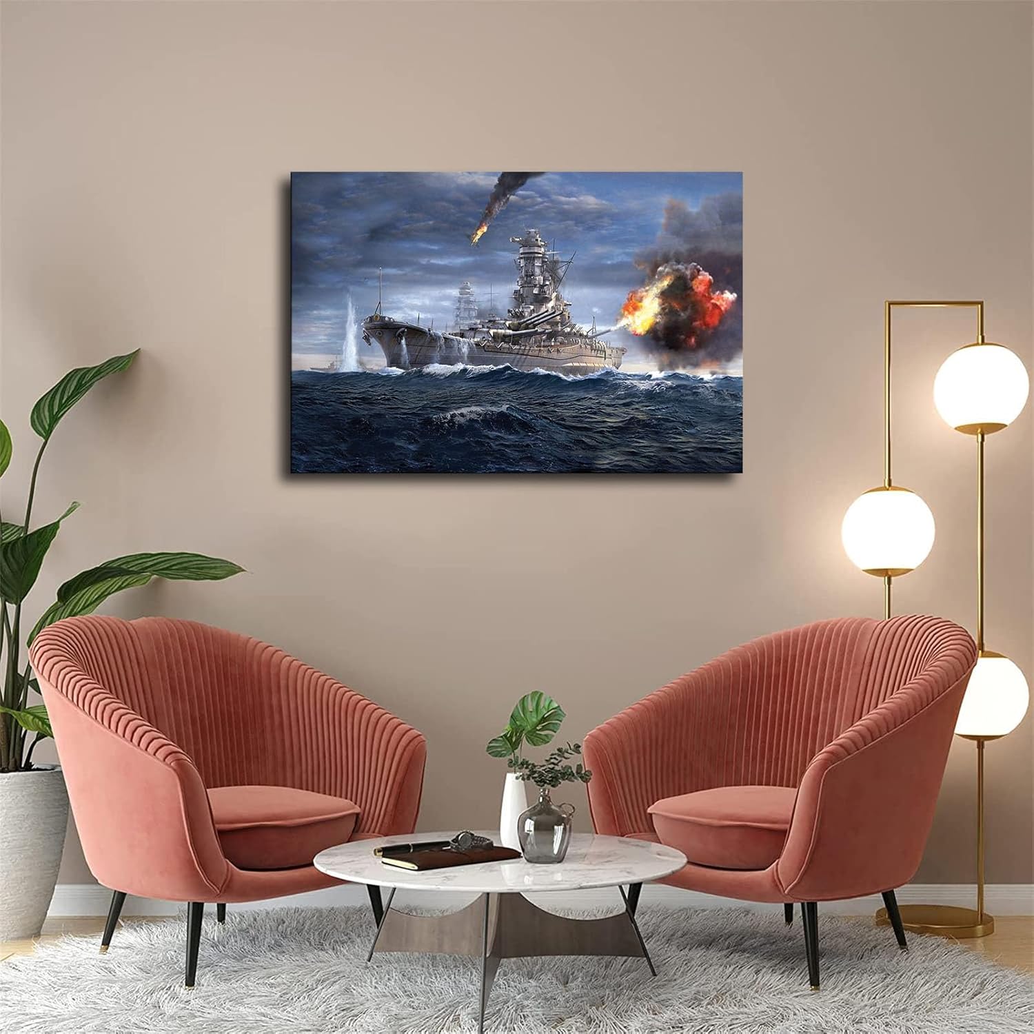 Póster de batalla naval Yamato de buques de guerra militares, arte decorativo, impresión en lienzo para habitación, baño, dormitorio, sala de estar