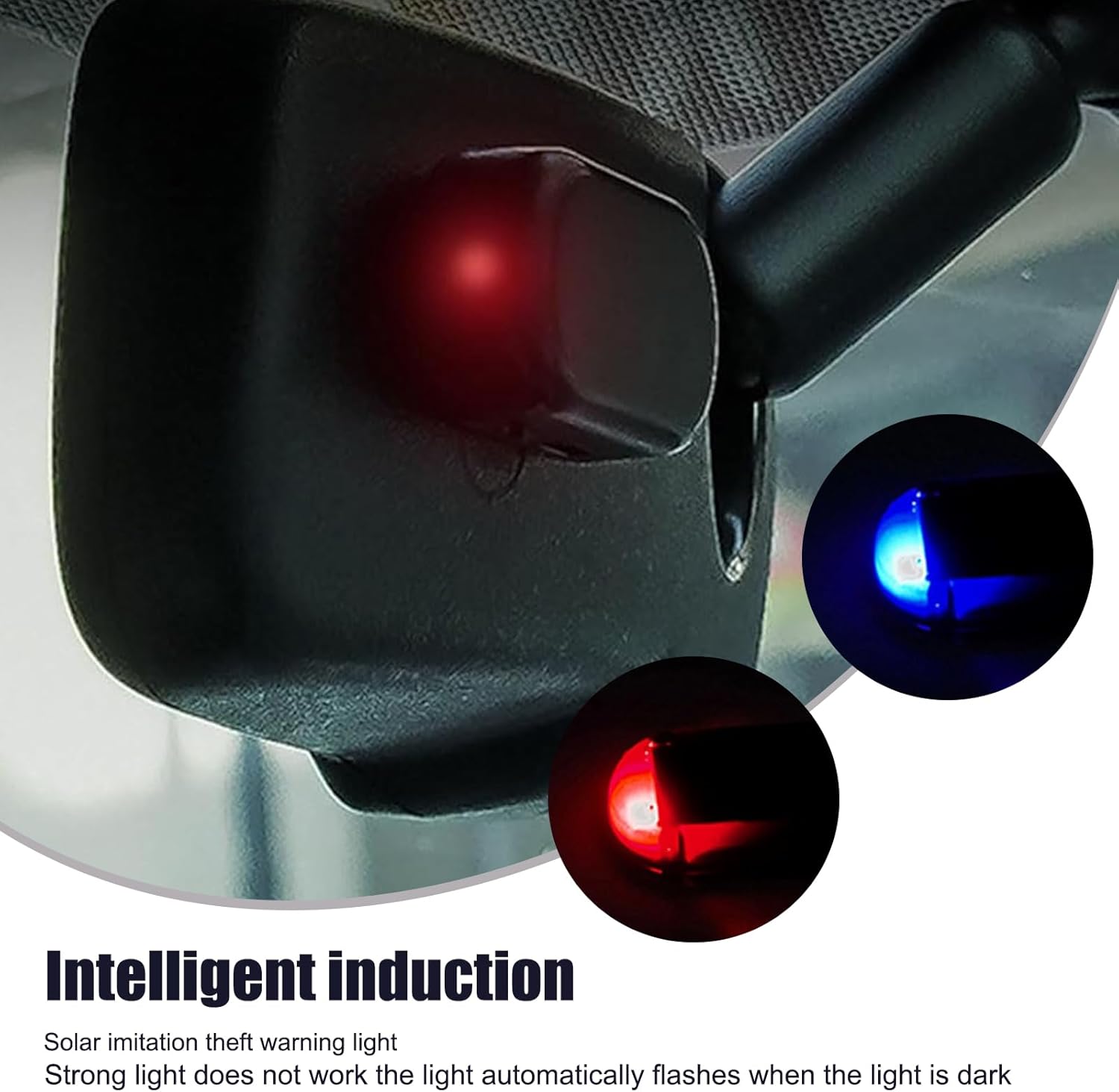 cerfioo 1 PC Car Simulation Warning Strobe Light, 1.96″ x 1.06″ ABS Shell Self-adhesive LED Smart Sensor Interior Sensor Light, Decorative
