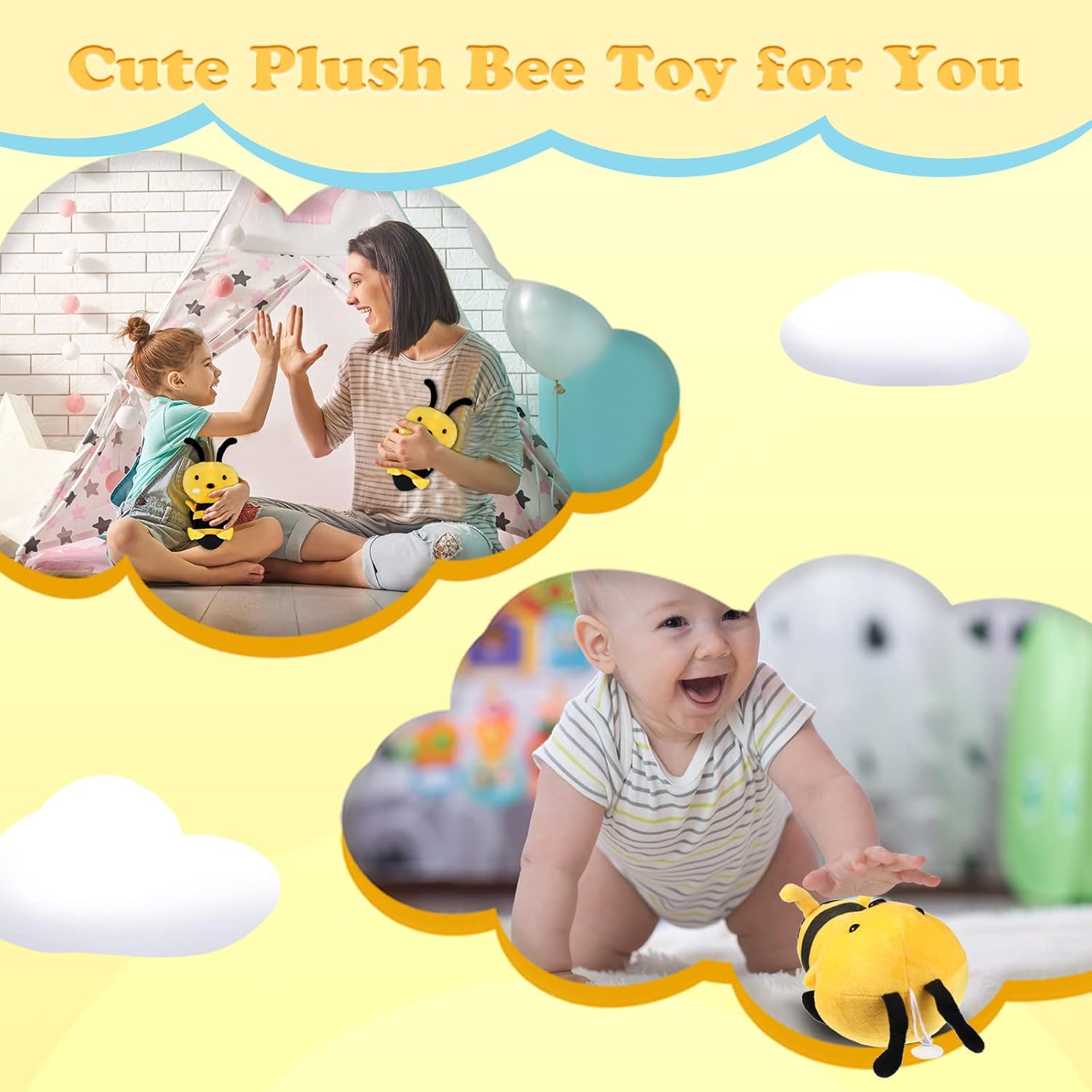 4 piezas de peluche de abeja de abeja de peluche suave de abeja de abeja de peluche para cumpleaños, graduación, baby shower, Pascua, recuerdos de
