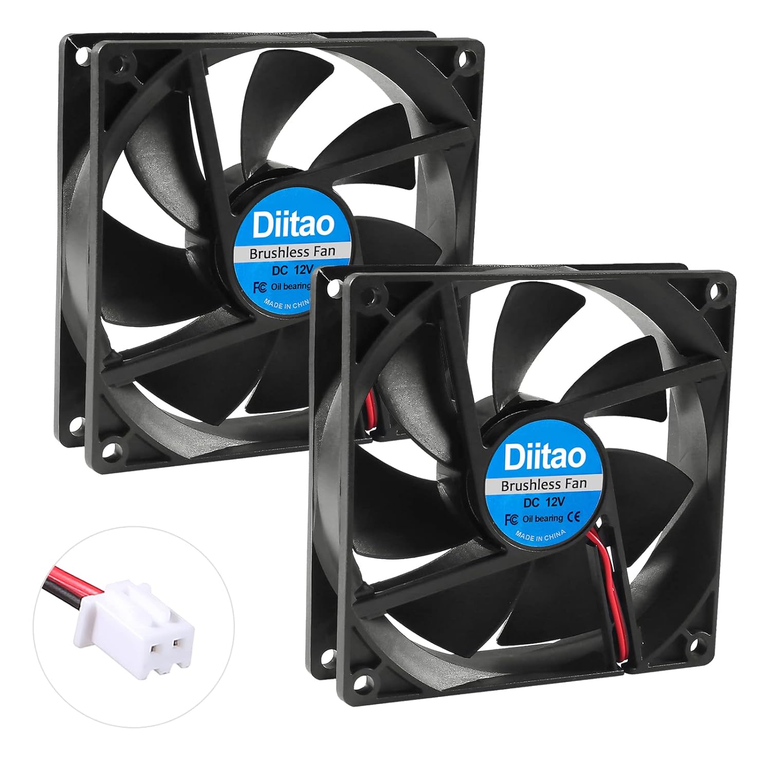 Ventilador de computadora 9225 de 12 V, 3.622 x 3.622 x 0.984 in, sin escobillas, ventilador de flujo de aire grande para enfriar, carcasa de
