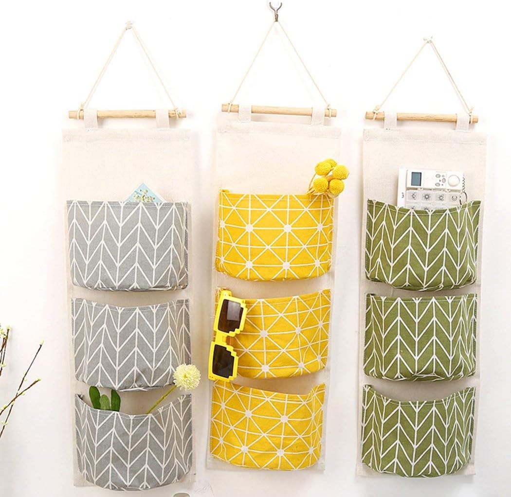 Creatiee – 3 bolsas de almacenamiento para colgar en la pared, impermeable, para colgar sobre la puerta, organizador de bolsillo con 3 bolsillos de