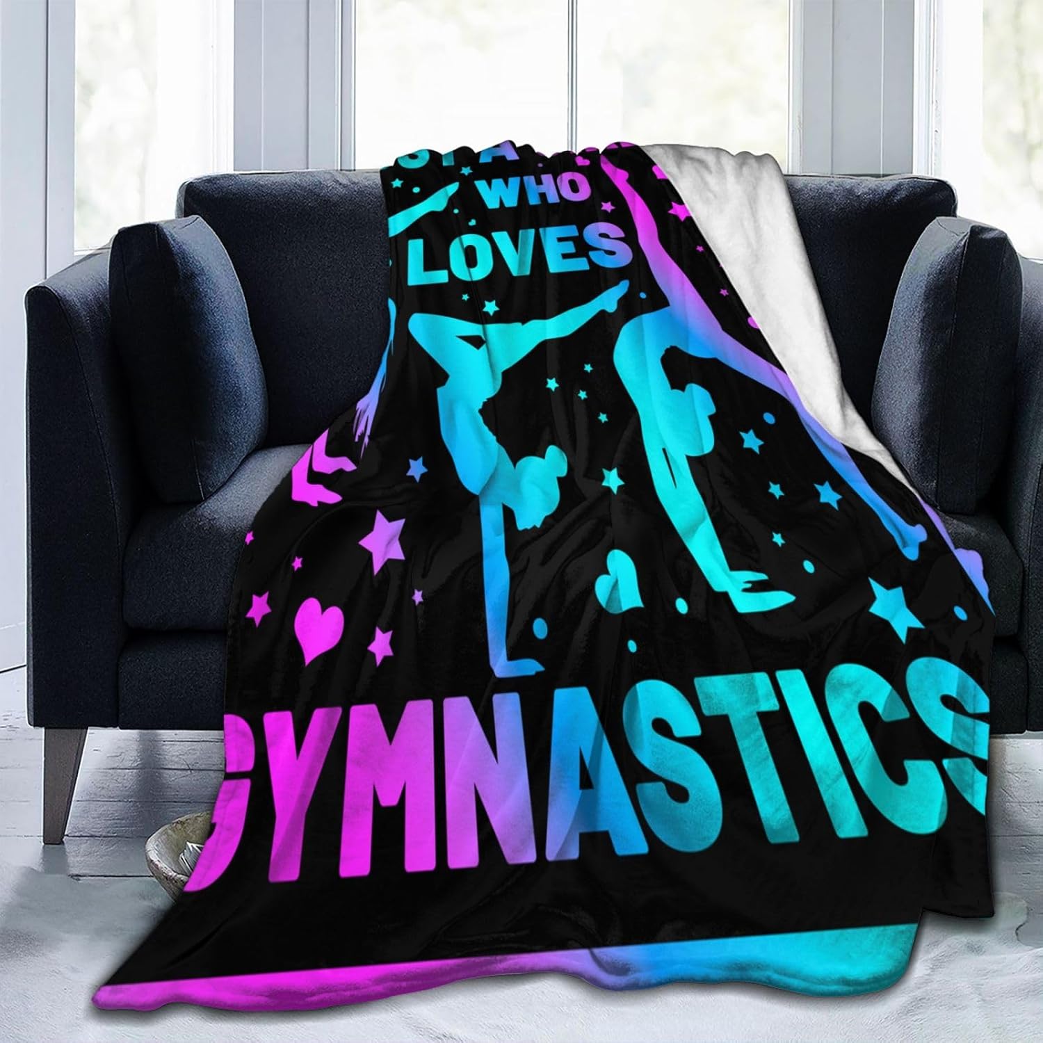 Manta de gimnasia, gimnasta de franela, forro polar, regalos para niñas adolescentes, mantas de gimnasia con texto en inglés “I Love”, para