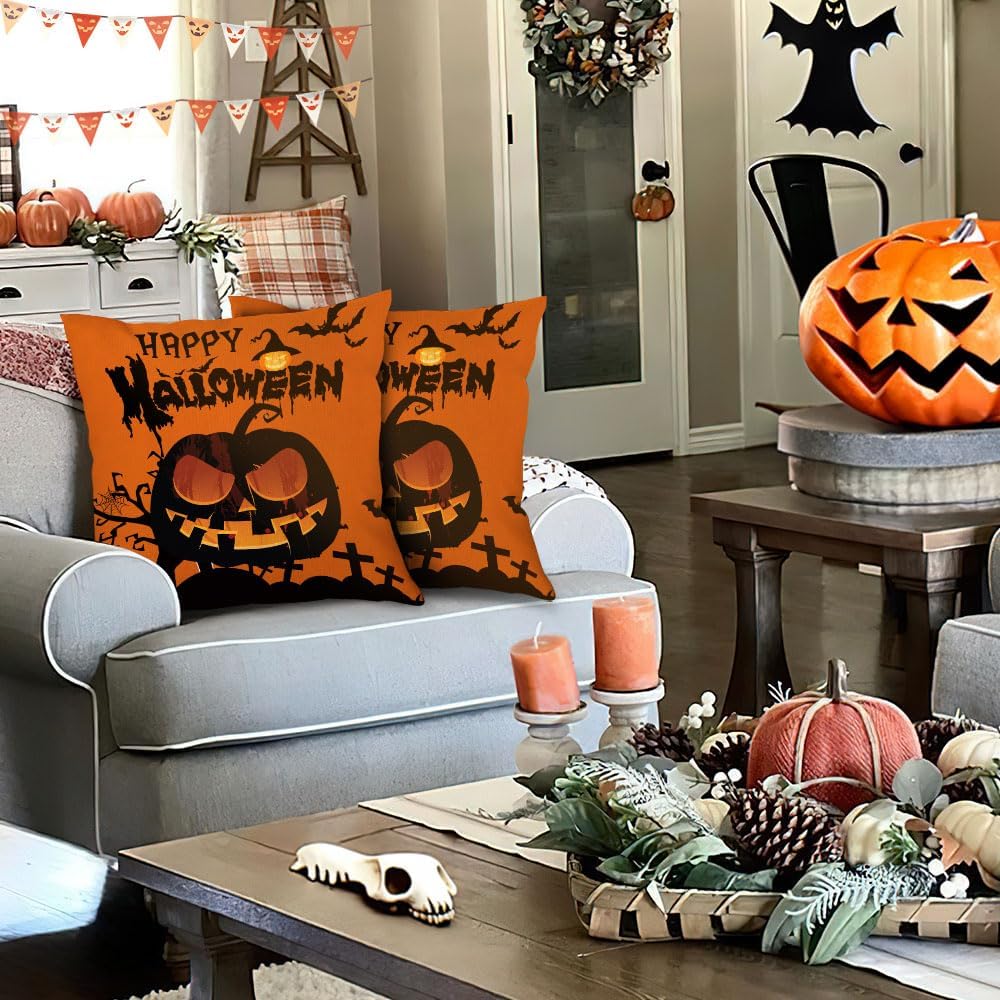 Fundas de almohada decorativas de Halloween de 18 x 18 pulgadas, fundas de almohada de granja, fundas de almohada decorativas, decoraciones de