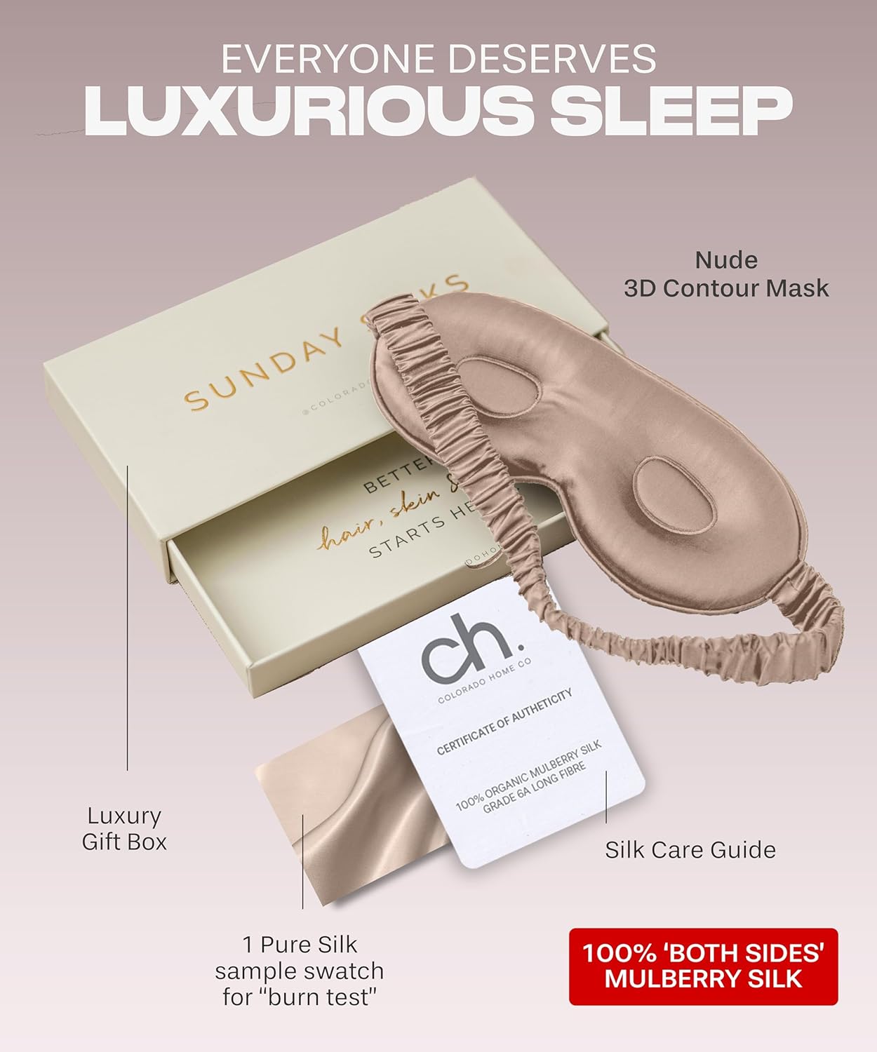 Colorado Home Co Máscara para dormir, máscara de ojos de seda para dormir, máscara de ojos de extensión de pestañas para dormir, máscara de sueño de