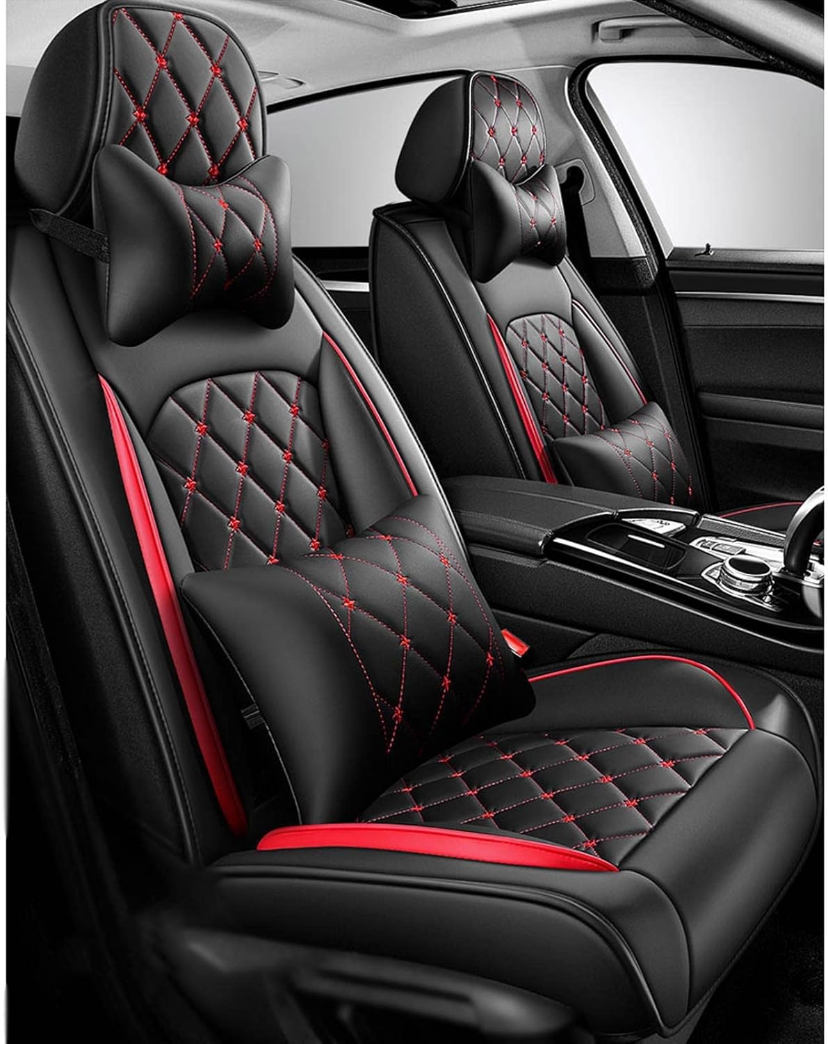 Funda de asiento de automóvil compatible con Mazda Mazda2 Mazda3 Mazda5 Mazda6 totalmente cubierta de piel sintética de 5 asientos, cómoda,