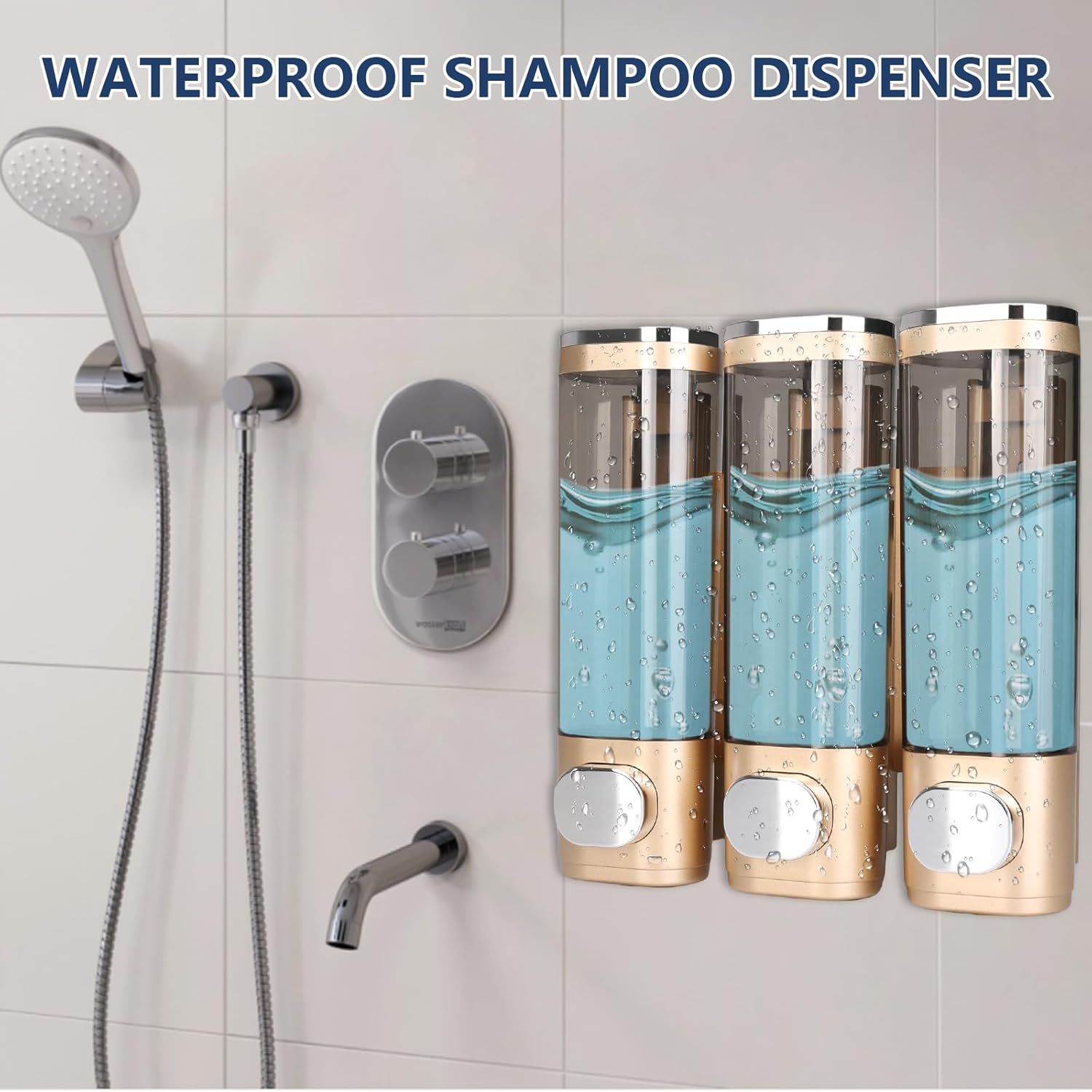 Dispensador de champú 3 en 1 para ducha, dispensador y organizador de bomba de ducha montado en la pared de baño, dispensador de ducha de gran