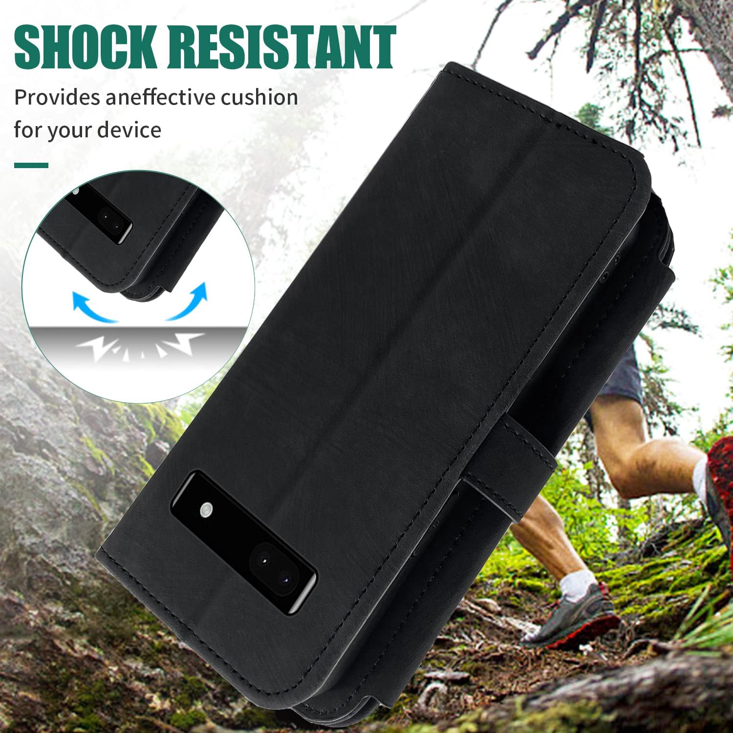 Furiet Funda tipo cartera compatible con Google Pixel 6A 5G 2022 con 9 ranuras para tarjetas, de cuero retro, tarjetero con tapa para tarjetas de