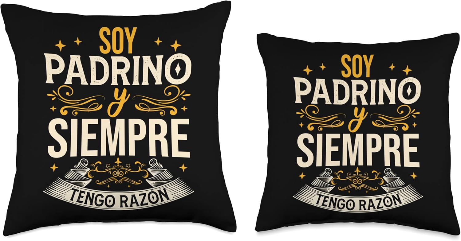 Regalos Para Padrinos Y Madrinas Ahijado Bautizo Soy Padrino Y Siempre Tengo Razón – Almohada (16 x 16 pulgadas), multicolor