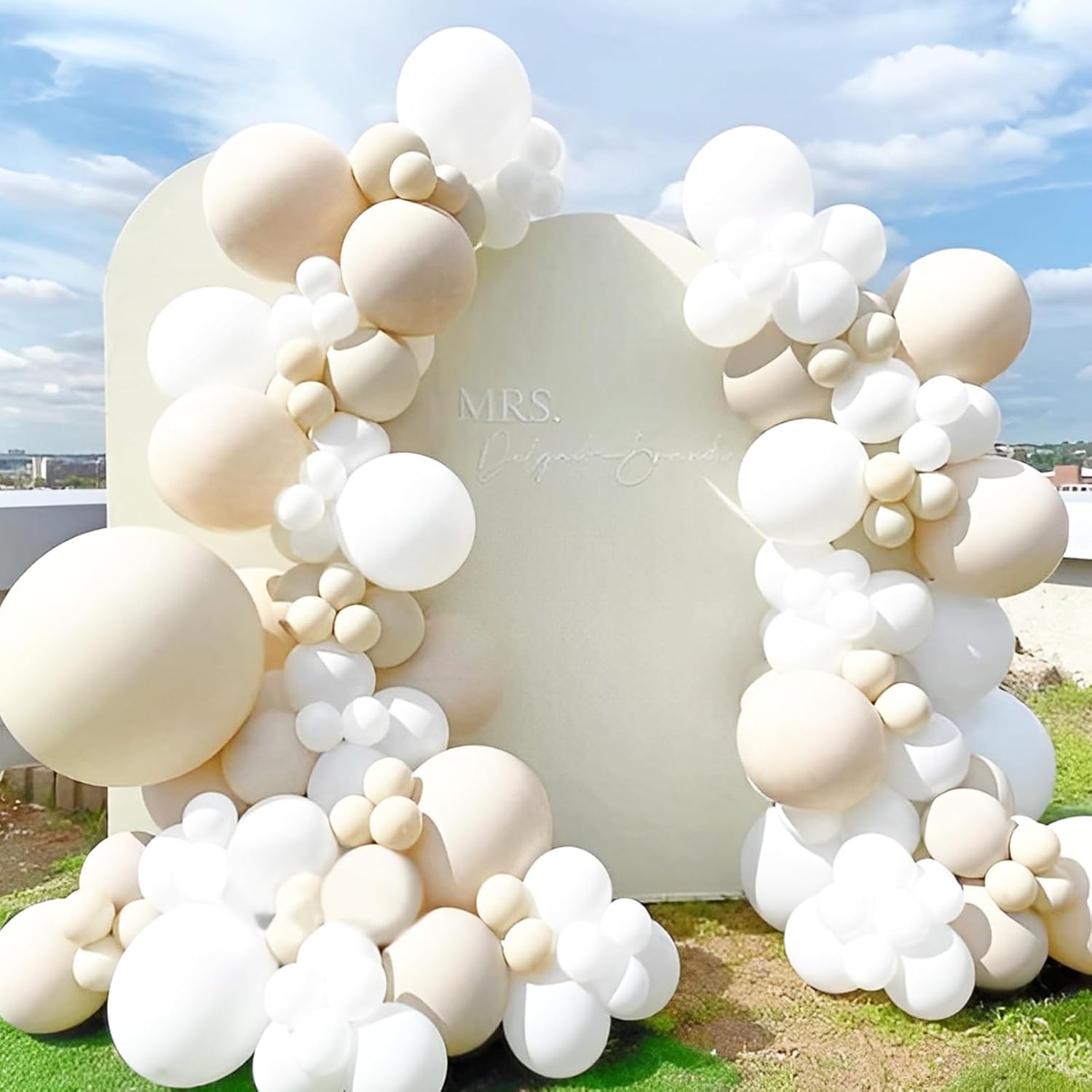 Globos de arena blanca, paquete de 66 globos de látex blanco arena de 12 pulgadas para bodas, novias, baby shower, cumpleaños, graduación,