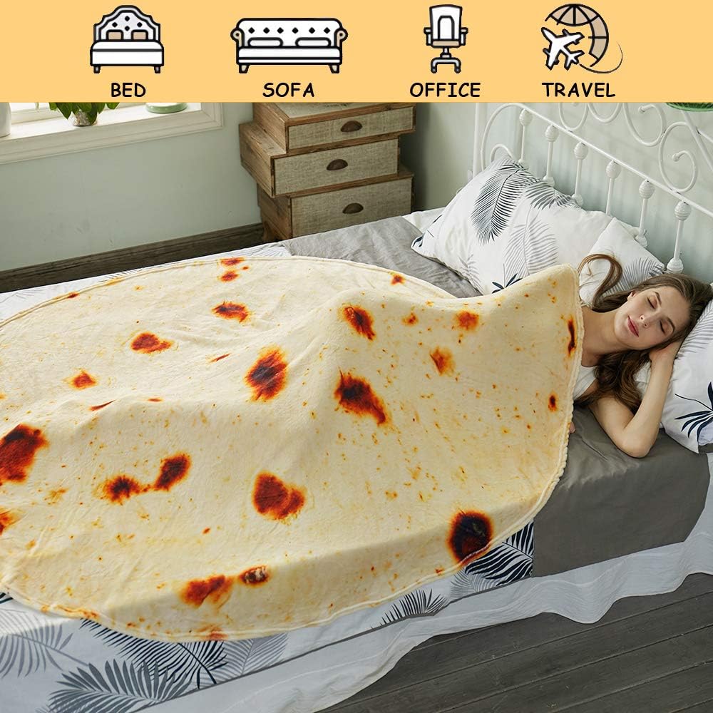 SeaRoomy – Manta redonda de tortilla gigante para burrito, envolvente, suave, para niños y adultos