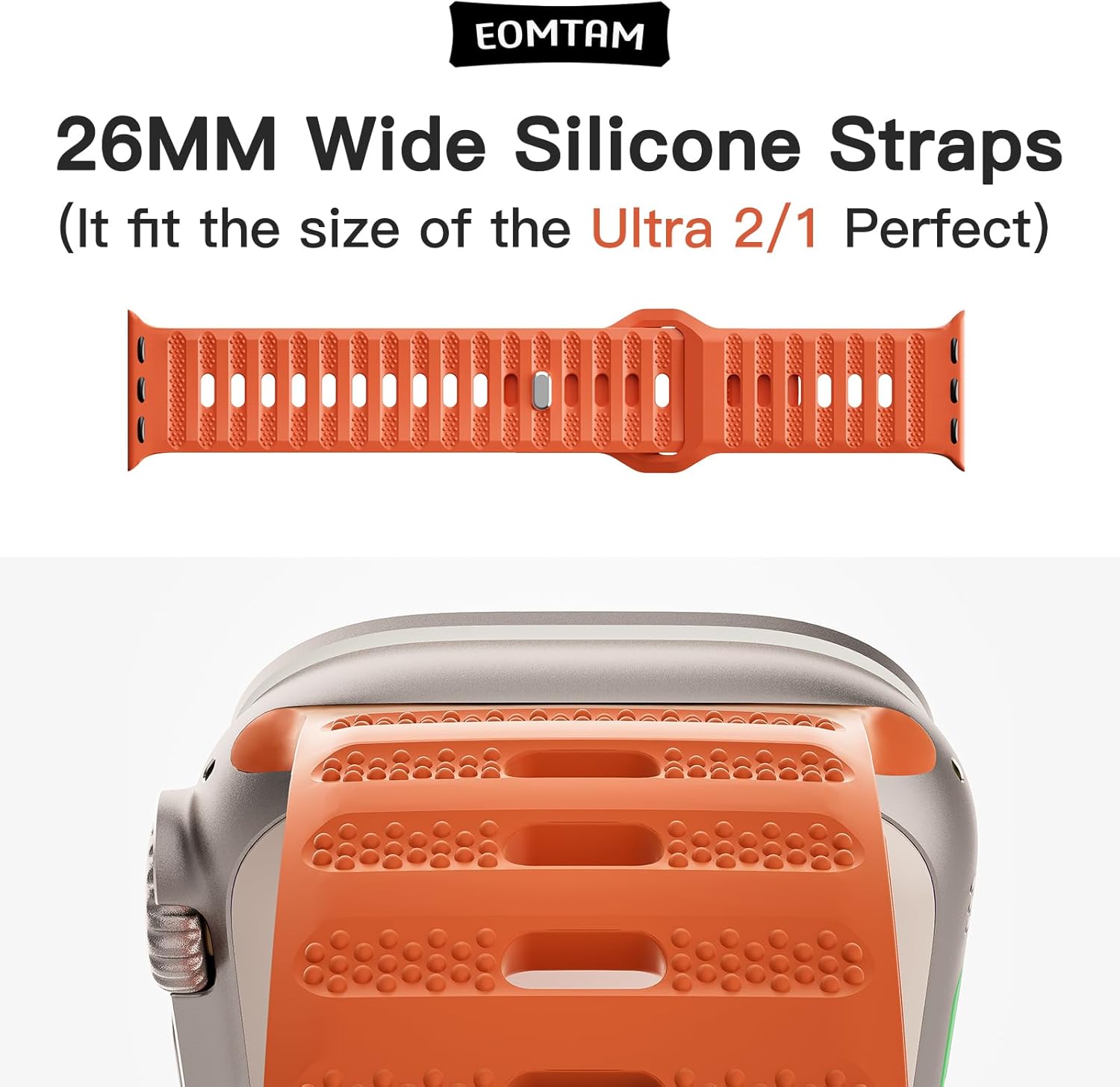 EOMTAM Paquete de 3 correas deportivas de silicona suave de 1.024 in de ancho para hombre, compatibles con Apple Watch Ultra 21 Band 1.929 in 1.772