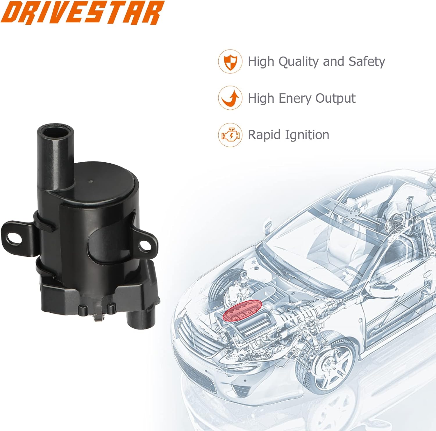 DRIVESTAR Bobina de encendido UF262 1999-2006 Silverado 1500 2500 3500 Tahoe Express 1500 2500 3500 Suburban 1500 2500 3500 4.8L 5.3L 6.0L V8