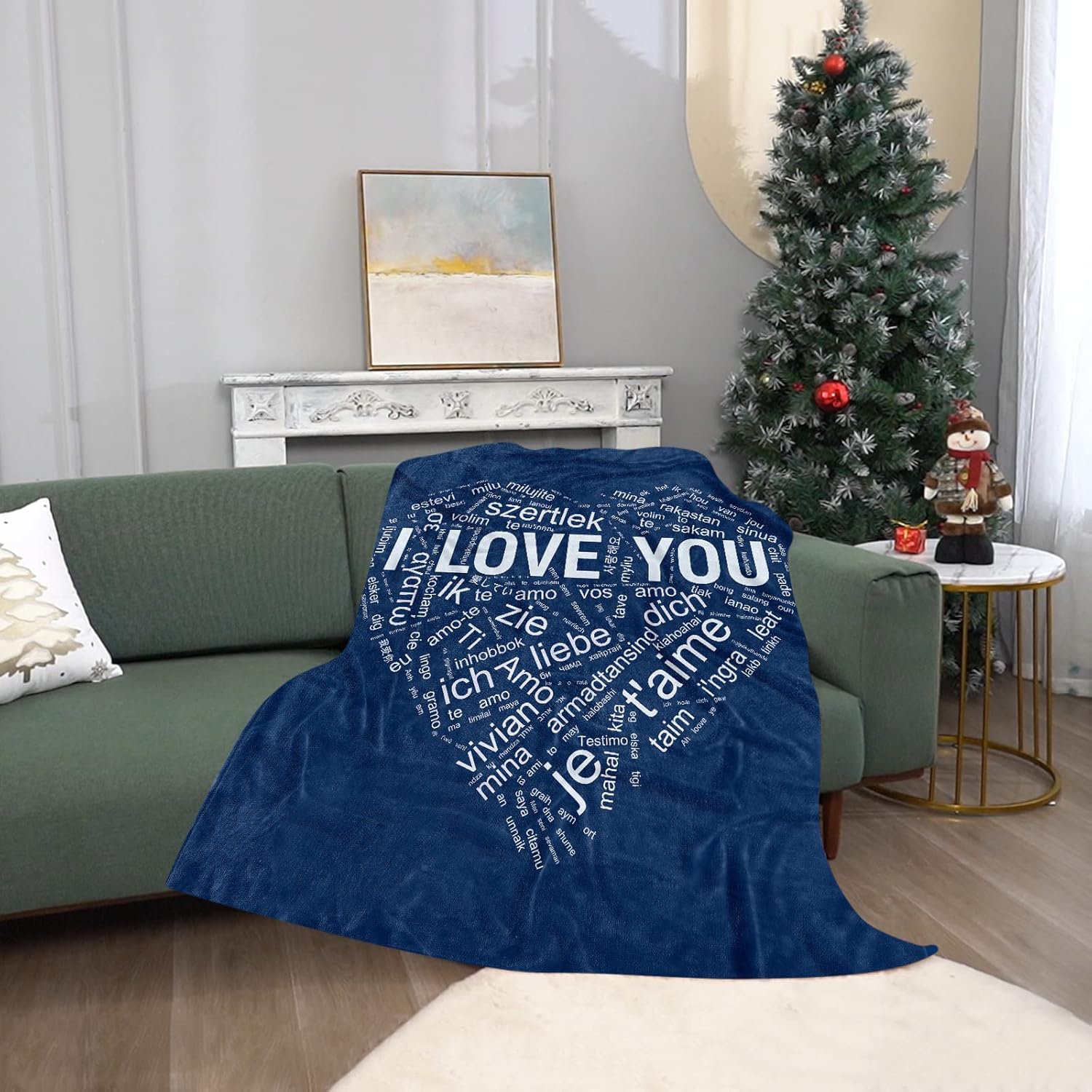 TURMTF Manta con texto en inglés “I Love You” en 100 idiomas, manta para sofá cama, el mejor regalo para ella y él, Navidad, aniversario,
