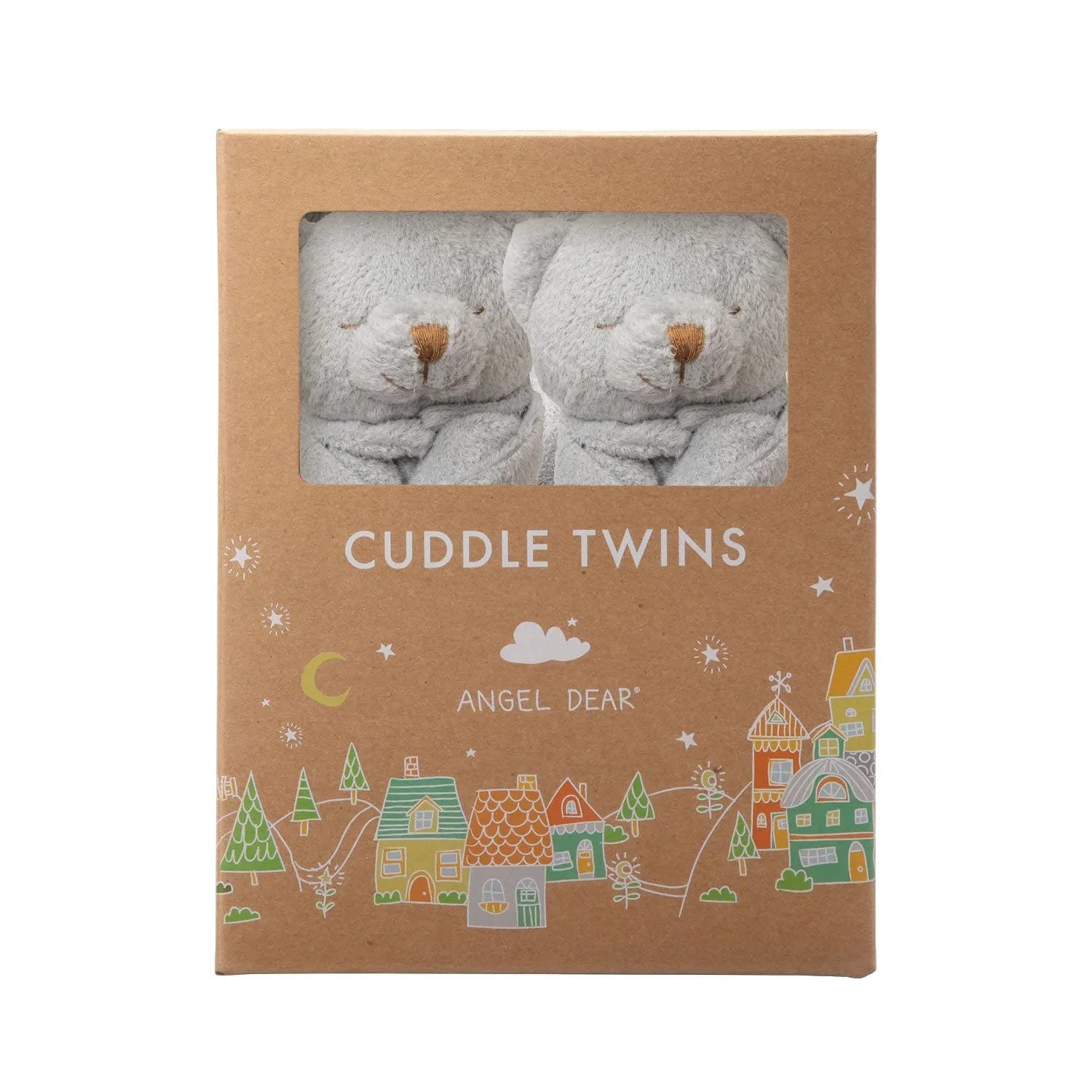 Angel Dear – Juego de 2 piezas de mantas de oso gris Cuddle Twins