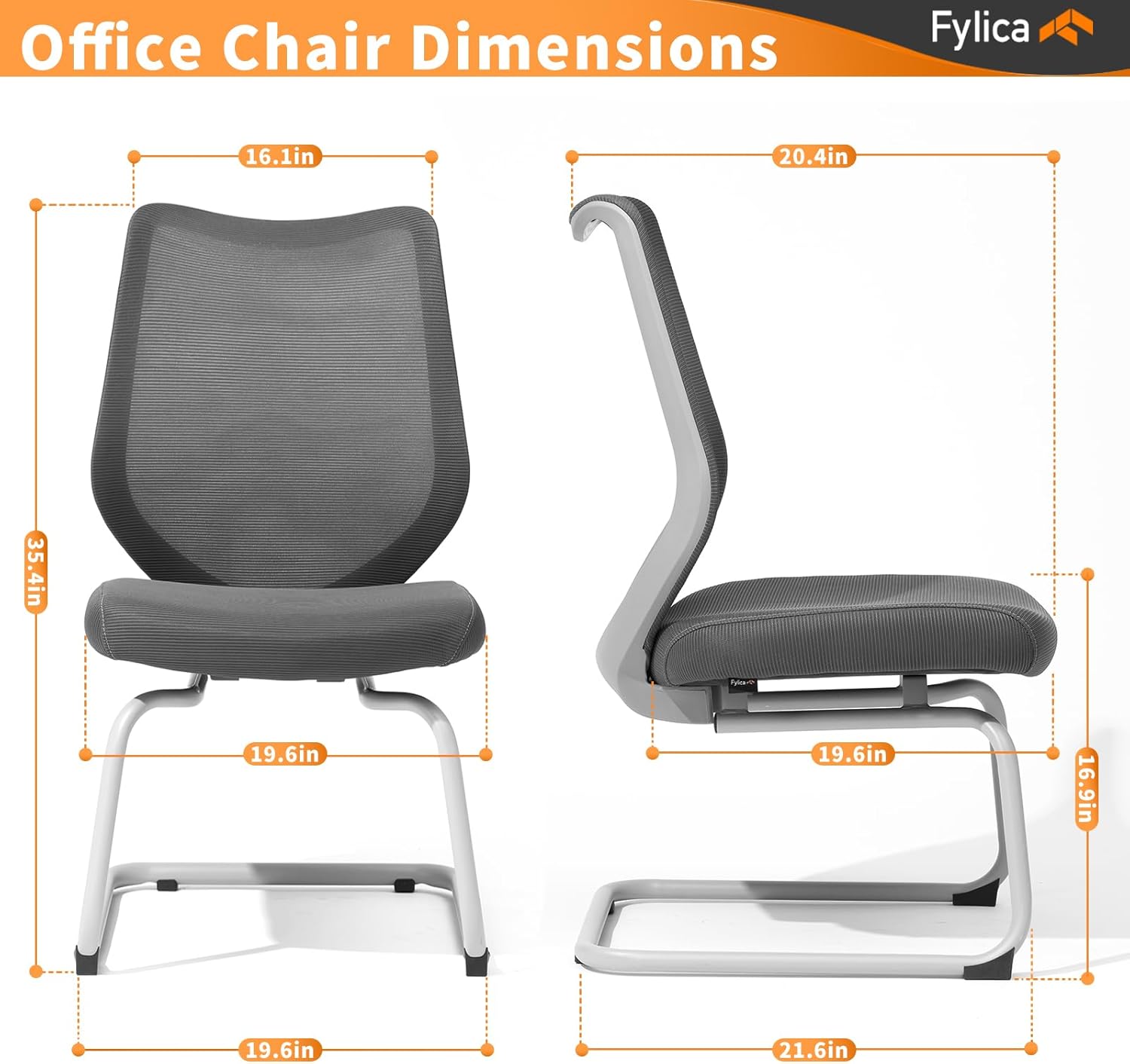 FYLICA Sillas de oficina sin ruedas, silla de sala de conferencias de malla transpirable, cojín mejorado y base de trineo, silla de recepción con