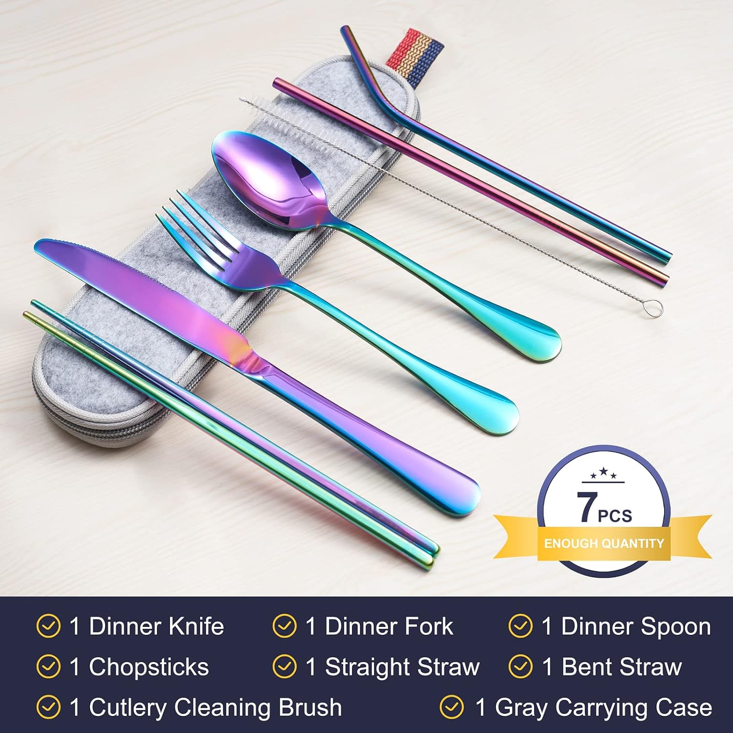 ZXZCTTC Juego de cubiertos de acero inoxidable de 8 piezas, para viajes, campamento, apto para lavavajillas, incluye cuchillo, tenedor, cuchara,