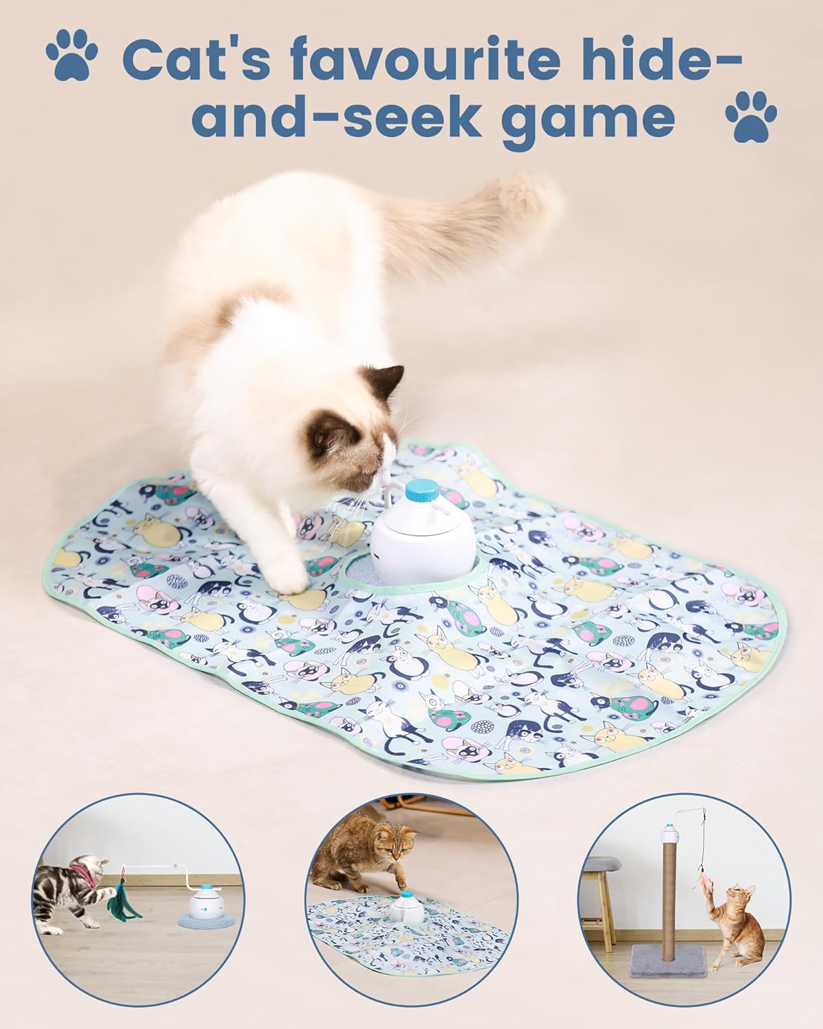 HAPPY HACHI Juguetes interactivos para gatos, 3 en 1, juguetes electrónicos de plumas para gatos, recargable por USB, juguete móvil automático,