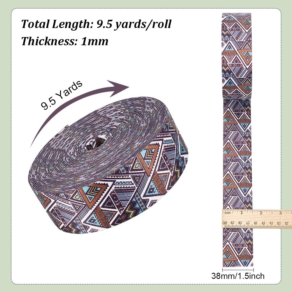 BENECREAT 9.5 yardas impresas correas 1-12 pulgadas poliéster jacquard correa raya triángulo costura cinta tejida colorida cinta para accesorios de