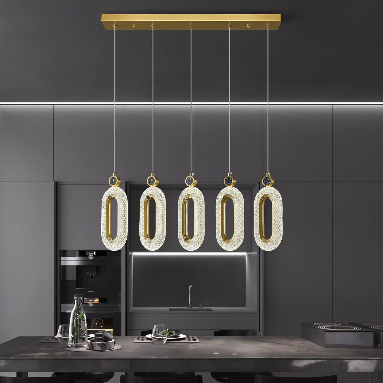 Iluminación colgante para isla de cocina, luces LED regulables, modernas, doradas, para comedor, sala de estar, dormitorio, pasillo, entrada,