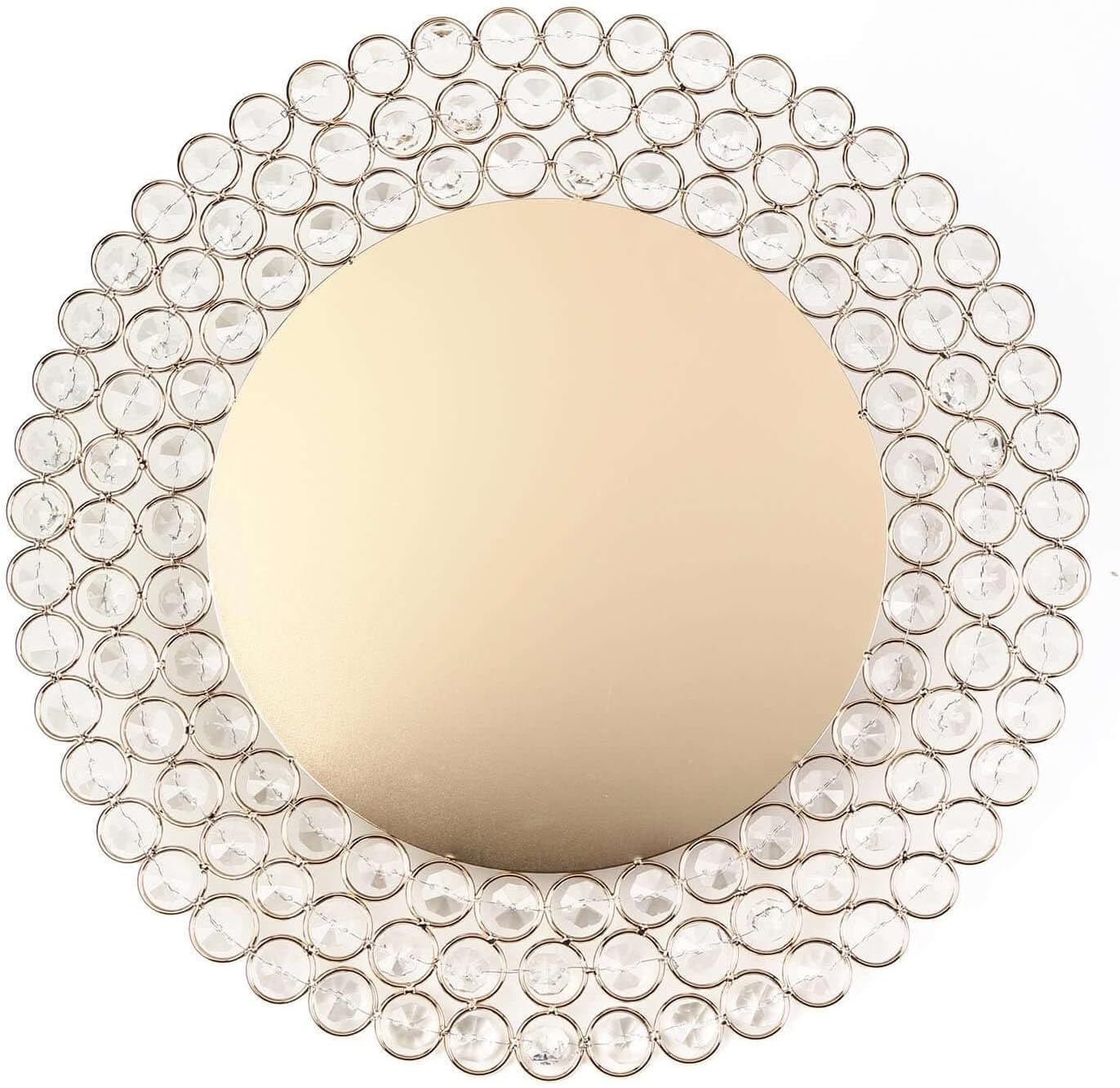 BalsaCircle Platos de metal redondos dorados de 14 pulgadas con cuentas de cristal, suministros de decoración de mesa de catering para cenas, bodas,