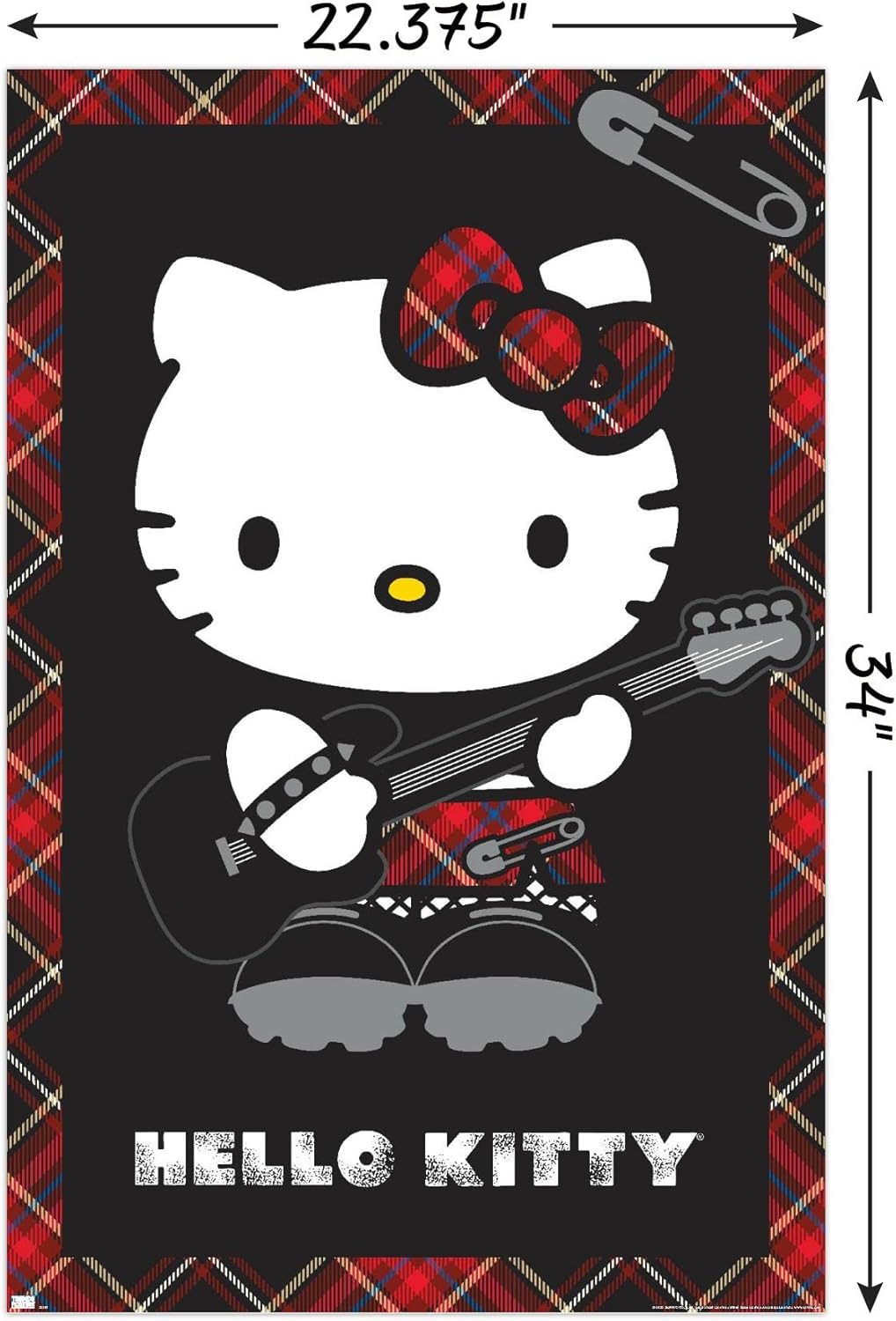 Trends International Hello Kitty – Póster de pared punk, 22.37 x 34.00 pulgadas, paquete de póster y clip