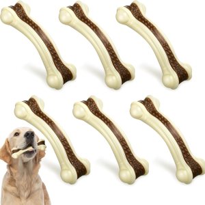 Sosation 6 piezas de juguetes de comida para perros para masticadores agresivos, huesos de nailon con sabor a carne de res, juguetes resistentes Sosation 6 piezas de juguetes de comida para perros para masticadores agresivos, huesos de nailon con sabor a carne de res, juguetes resistentes