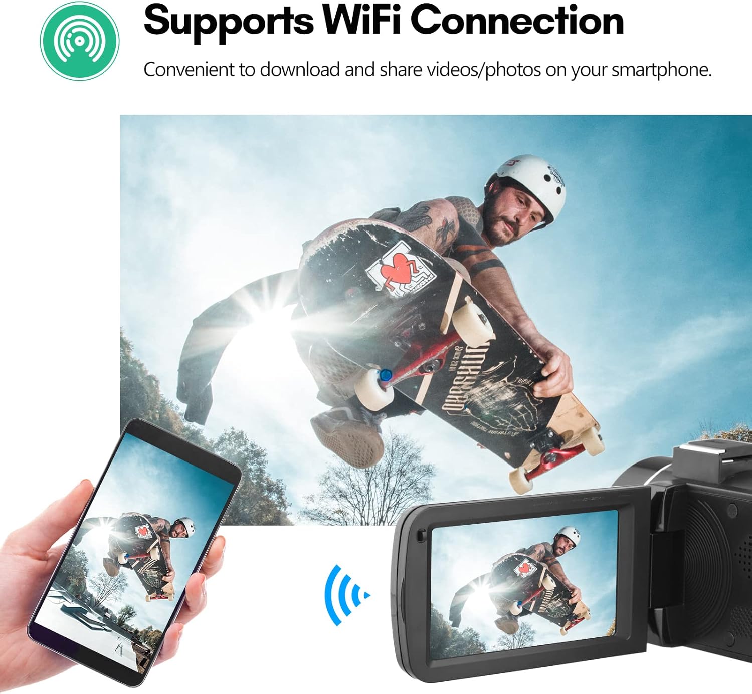 Andoer Cámara de vídeo digital 4K WiFi videocámara DV grabadora 56MP 18X zoom digital 3.0 pulgadas IPS pantalla táctil compatible con detección de