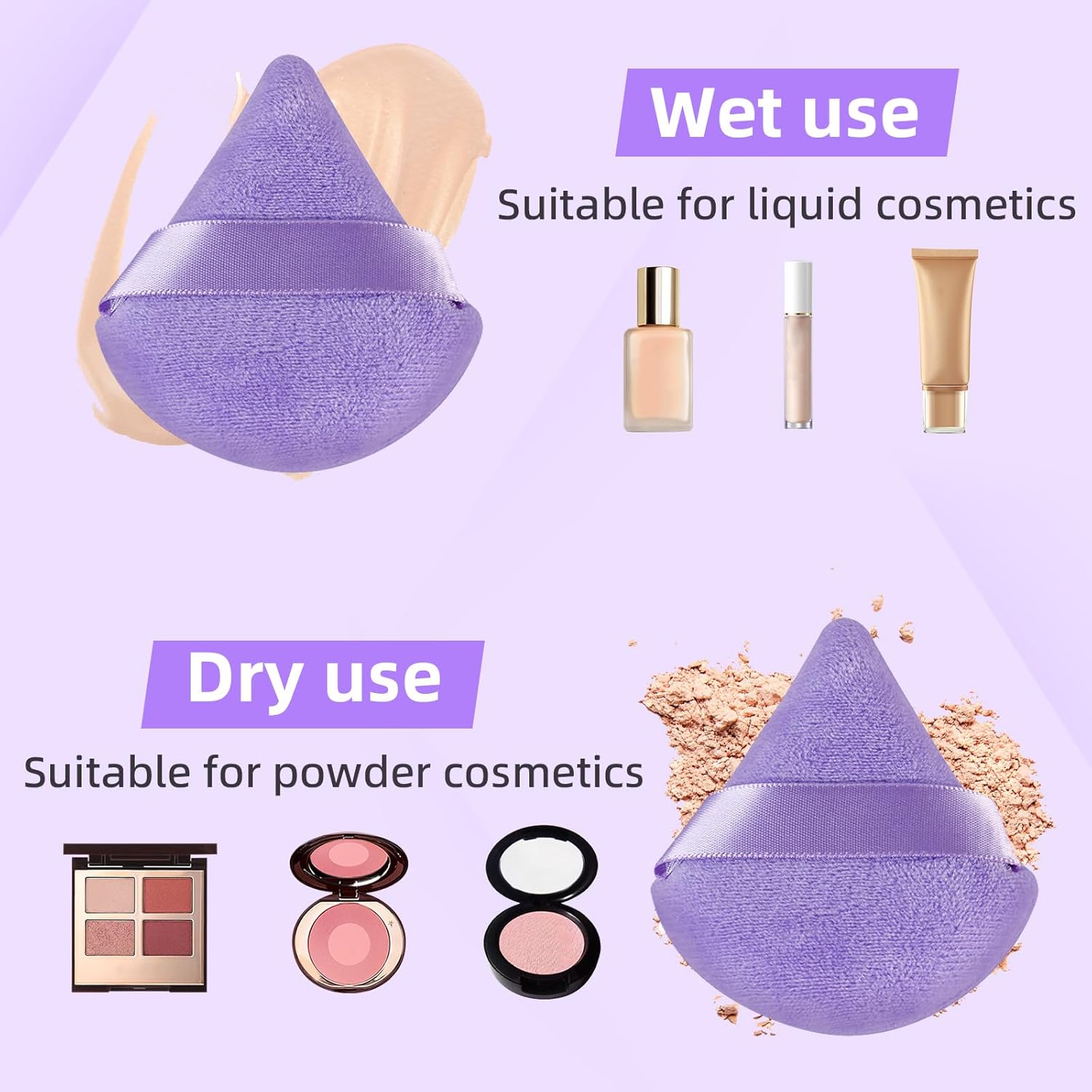 8 piezas triángulo polvo soplo cara triángulo suave maquillaje Puff terciopelo cosmética base licuadora esponja belleza maquillaje herramientas