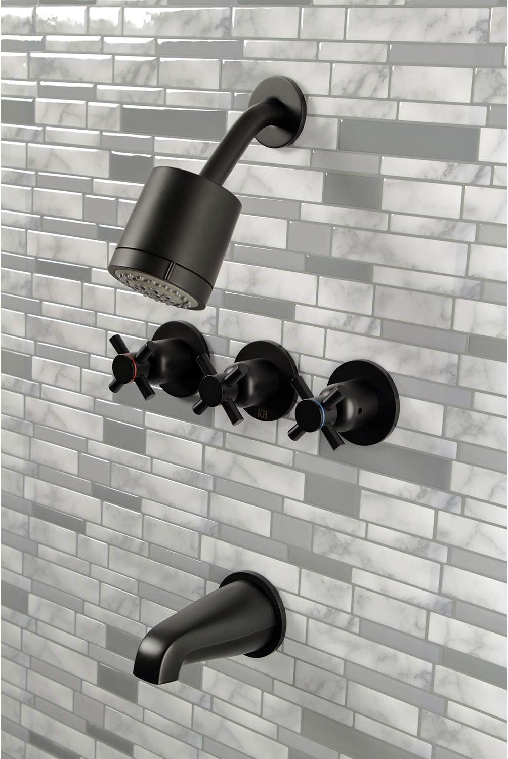 Kingston Brass KBX8130DX Concord – Grifo para bañera y ducha, color negro mate, 7.13 x 10.56 x 5.13 pulgadas