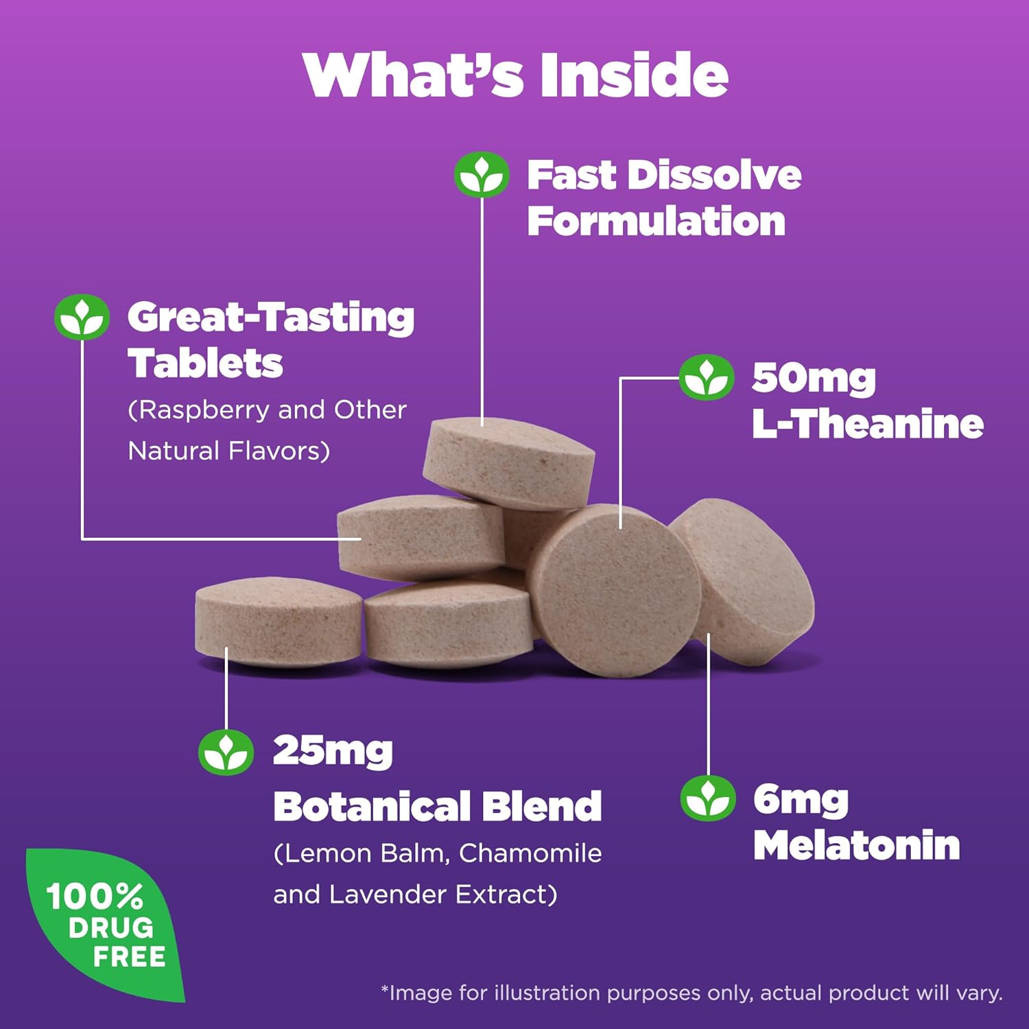 Natrol Melatonina Sleep + Calm de 6 mg con L-teanina de 50 mg y una mezcla botánica, suplemento dietético para un sueño reparador y una mente y
