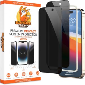 Slapback Protector de pantalla de privacidad prémium para iPhone 14 Pro Max 2 unidades pantalla de 6.7 pulgadas vidrio templado de dureza 9H Slapback Protector de pantalla de privacidad prémium para iPhone 14 Pro Max 2 unidades pantalla de 6.7 pulgadas vidrio templado de dureza 9H