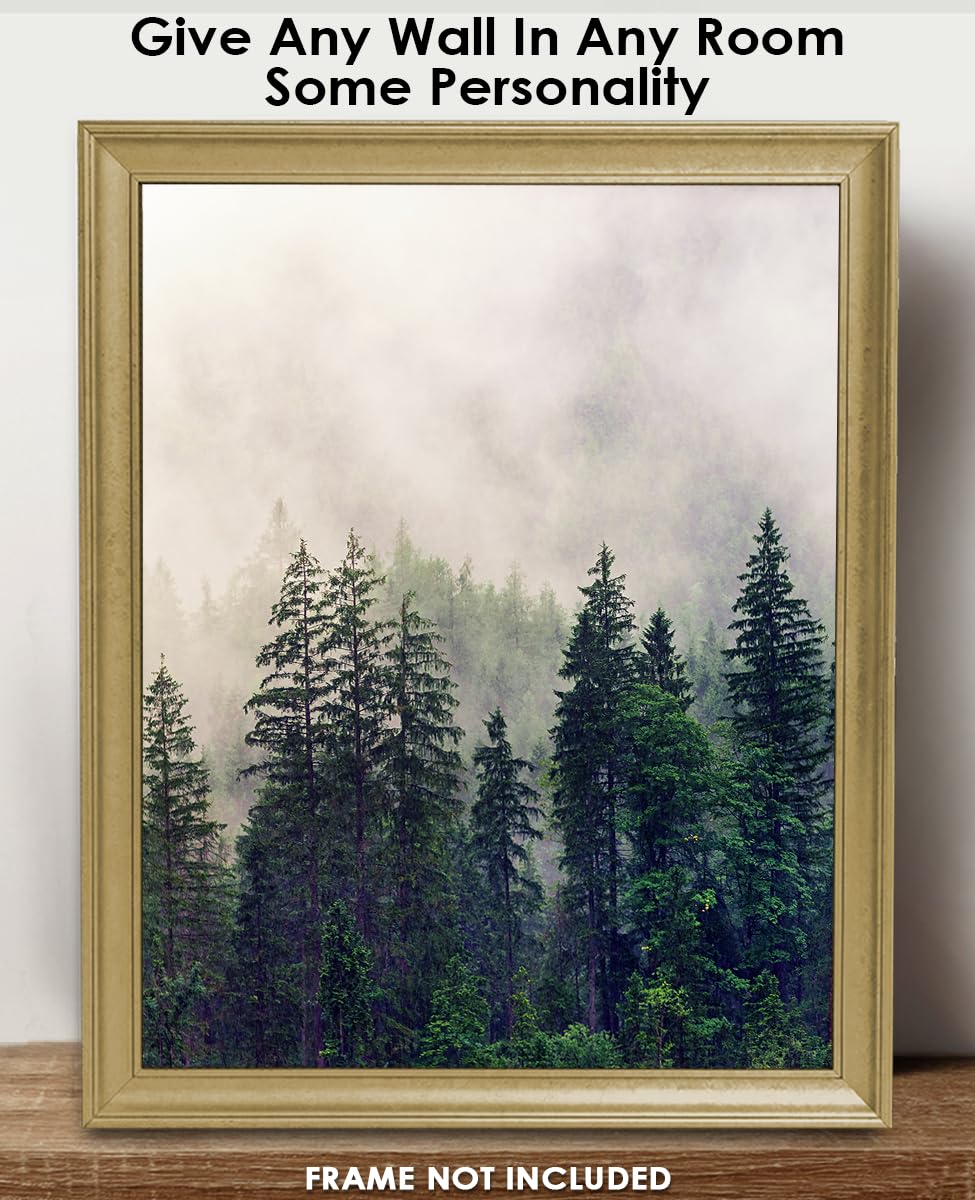 Foggy Forest Abstract Wall Art Minimalist, Aesthetic & Boho Wall Art for Home, Office, Bedroom & Living Room Decor  Unframed Posters 11×14″