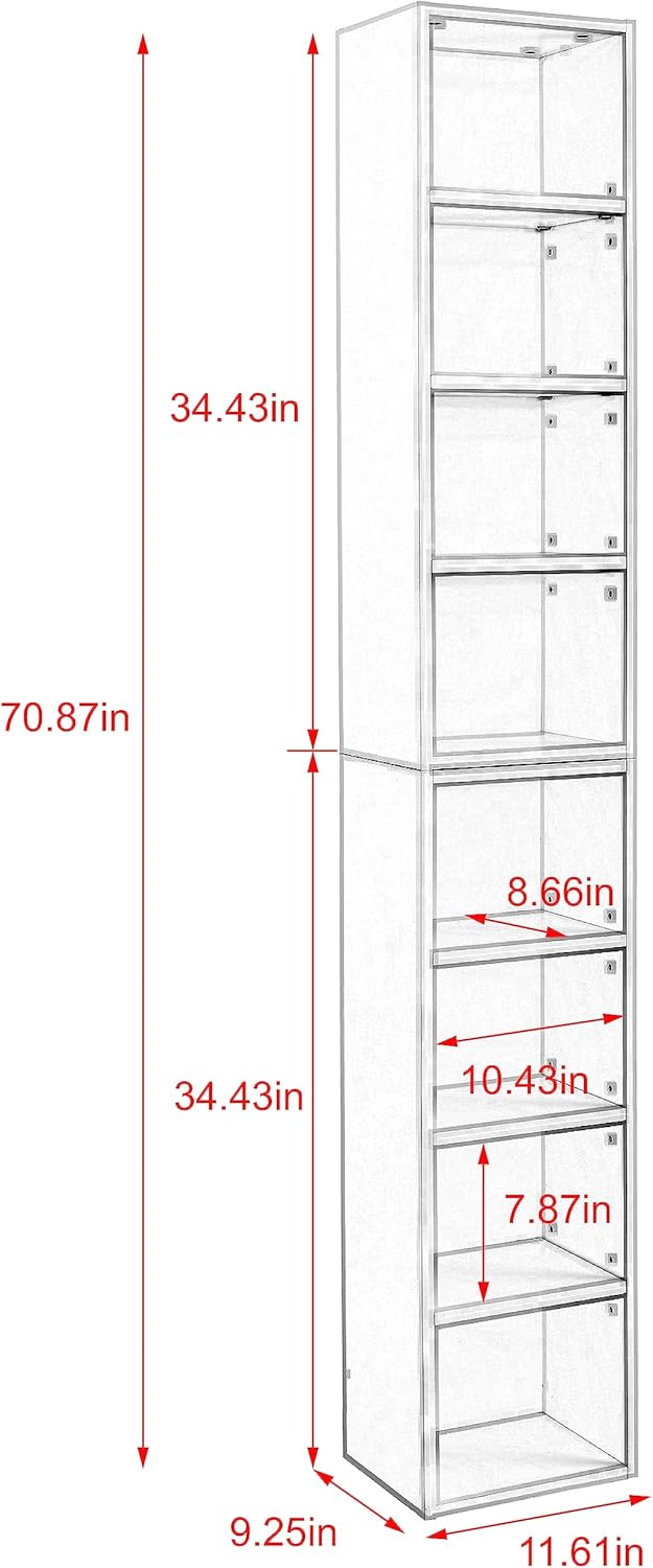 Gabinete de almacenamiento alto y estrecho, estantería abierta para oficina en casa, estantería multifuncional de dos pisos, estante de torre
