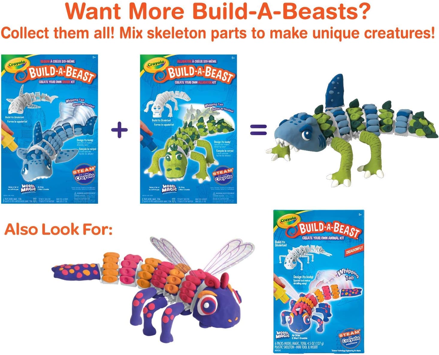Crayola Build A Beast Shark, modelo Magic Craft Kit, regalo de Pascua para niños, 5, 6, 7, 8