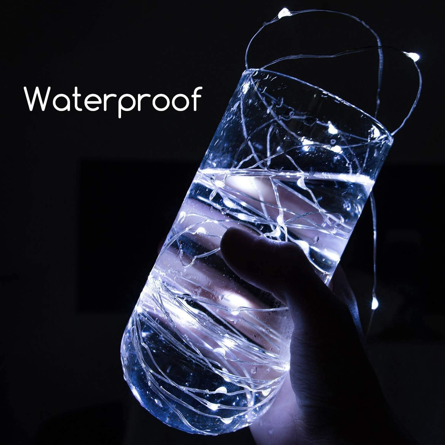 ZNYCYE Guirnalda de 50 luces LED con temporizador, 6 unidades de 8.2 pies, 8 modos, funciona con pilas, mini tira de luces LED para bricolaje, boda,