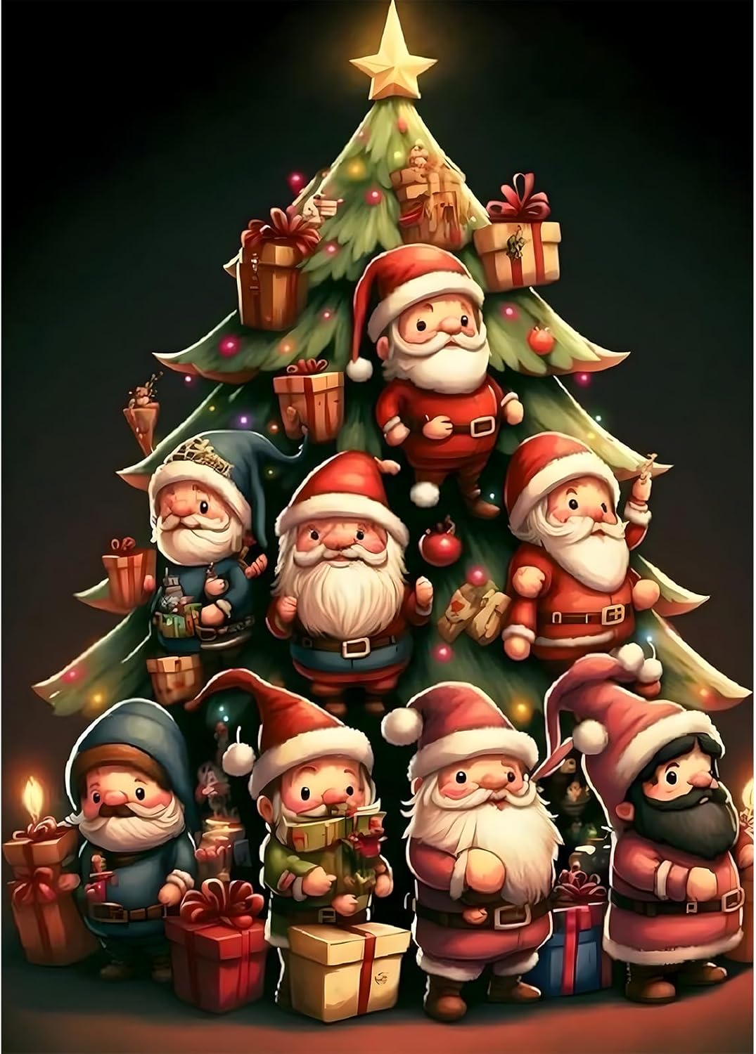 RICUVED Kits de pintura de diamantes para adultos, kit de arte de diamantes de árbol de Navidad, taladro redondo completo, arte de pintura de gnomo,