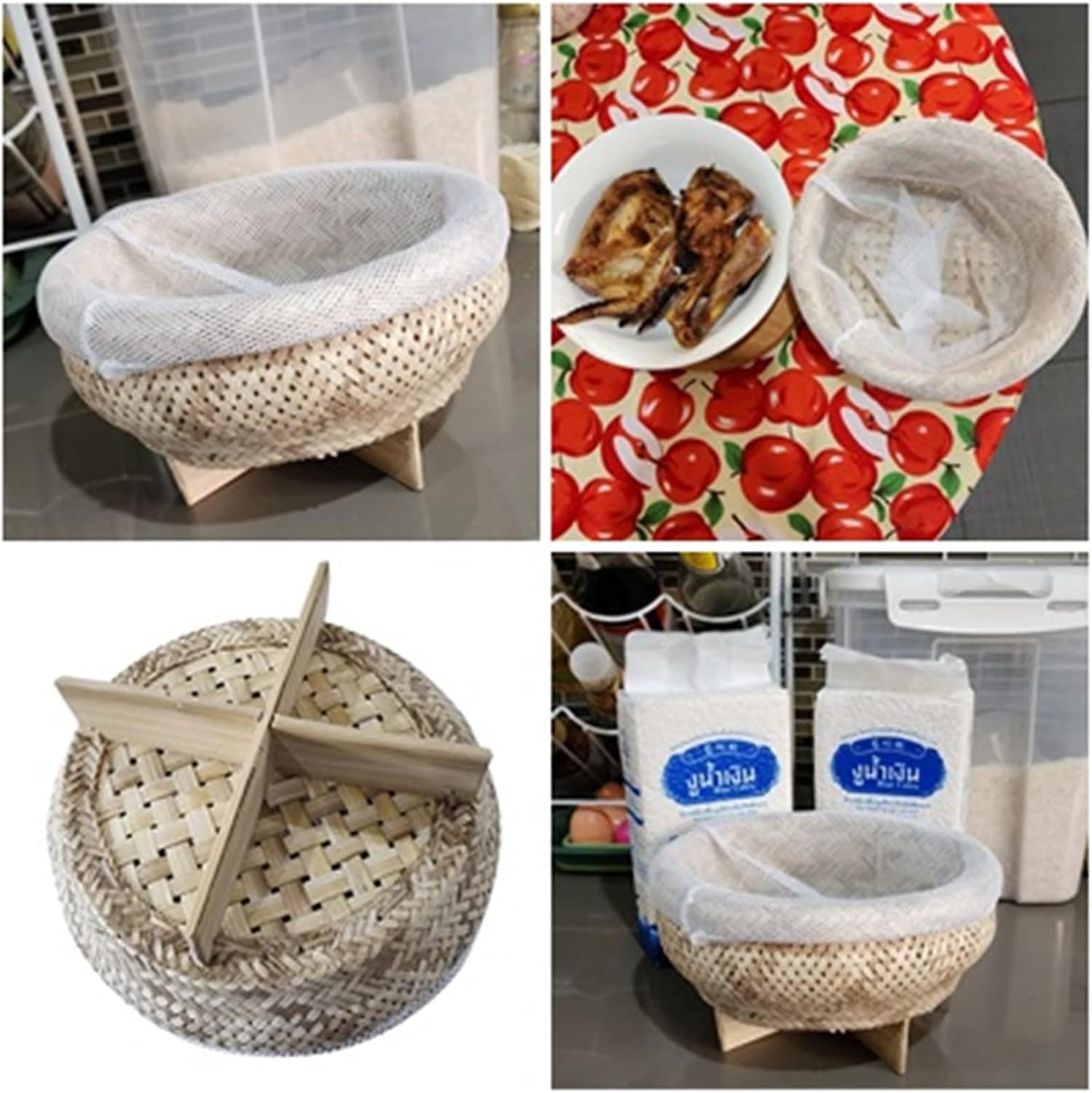 Heavens Tvcz – Cesta de vapor de arroz tailandés pegajosa para arroz o olla eléctrica, cocina asiática, diámetro de 8.00 pulgadas