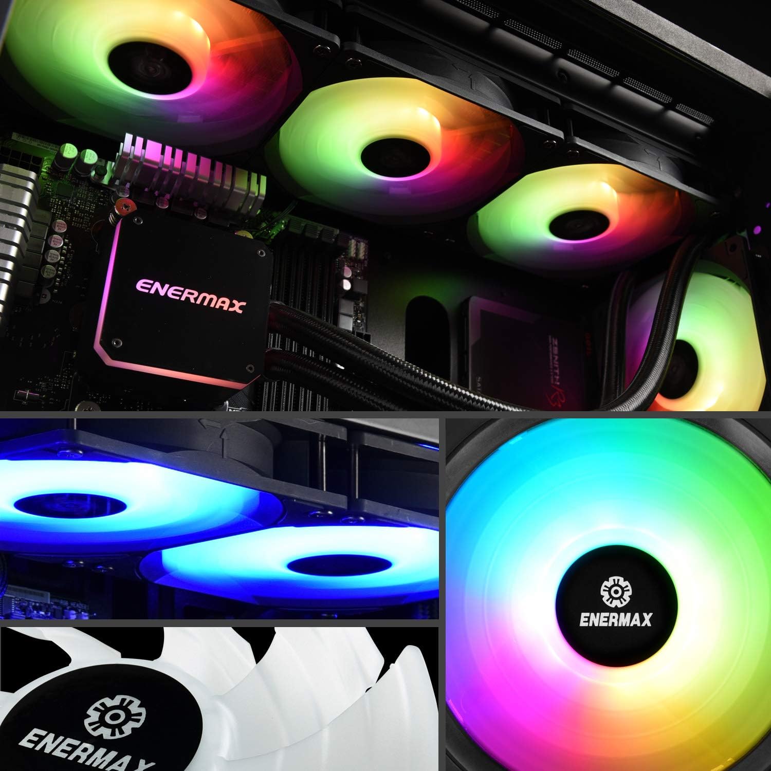 Enermax Ventilador de caja HF120 RGB PWM de 4.724 in, sincronización RGB direccionable a través de placa basecaja de control, paquete de 3
