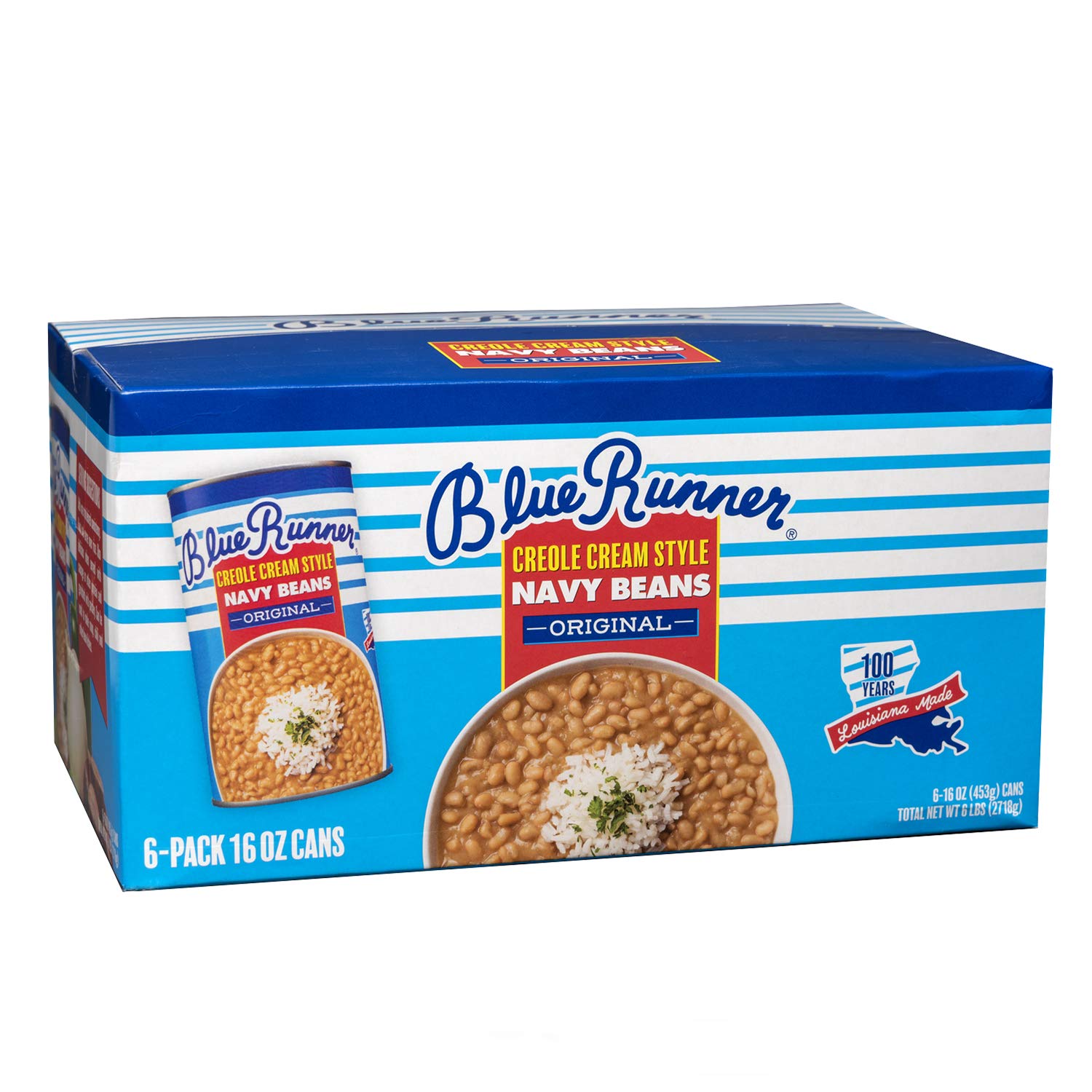 Blue Runner Frijoles marinos estilo crema criolla, 16 onzas (paquete de 6)