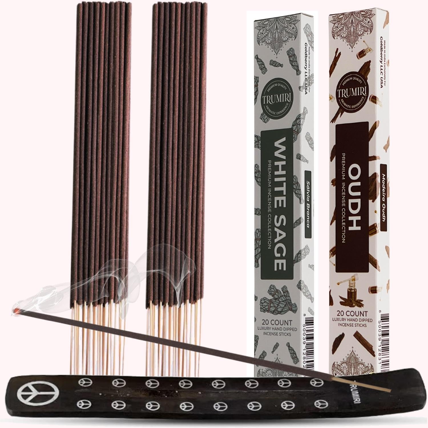 Trumiri Varillas de incienso  Paquete combinado de 40 varillas de incienso  20 salvia blanca + 20 Oud  Insenses  Insents  Incents  Incienso