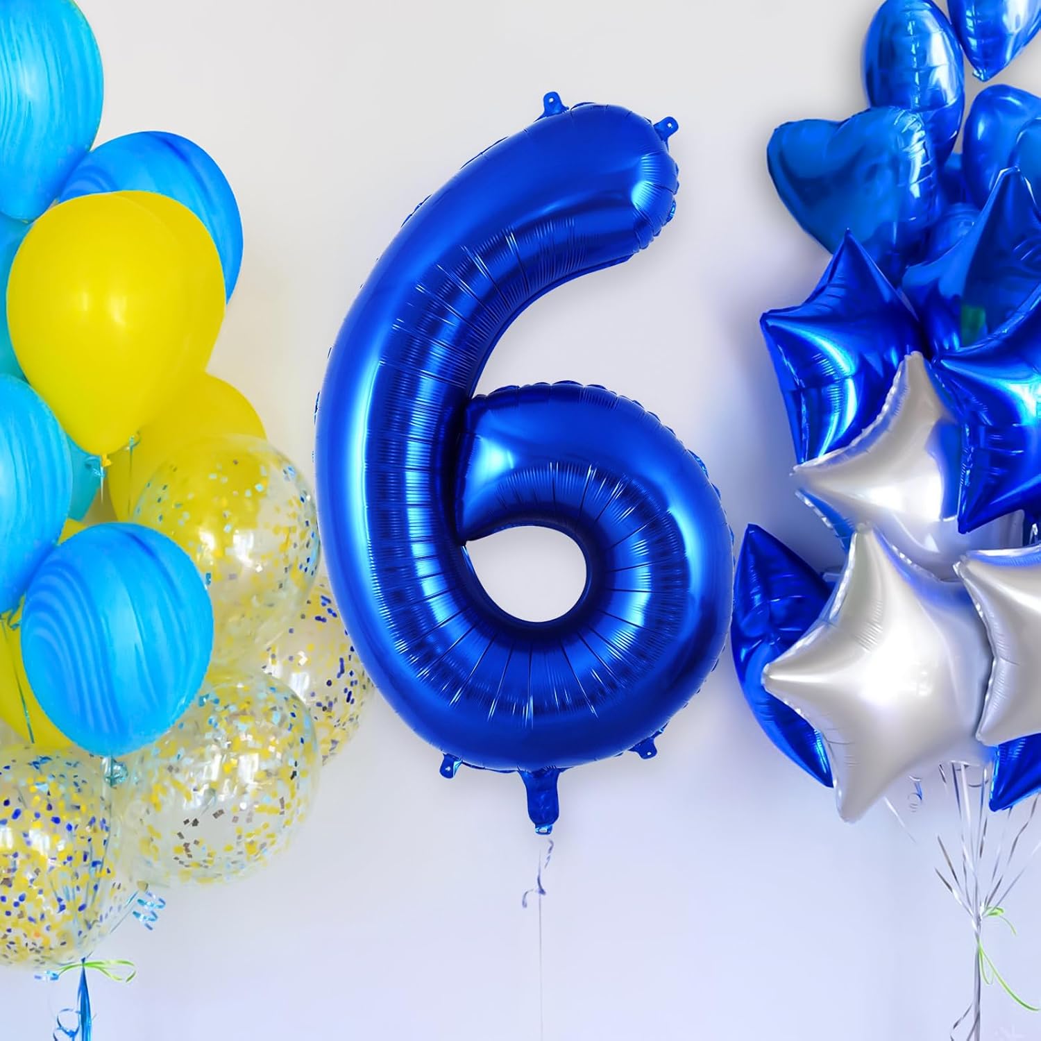 Globo azul marino del número 6 de 40 pulgadas, globos grandes de aluminio azul oscuro, globos gigantes de Mylar número 6 para decoración de fiesta