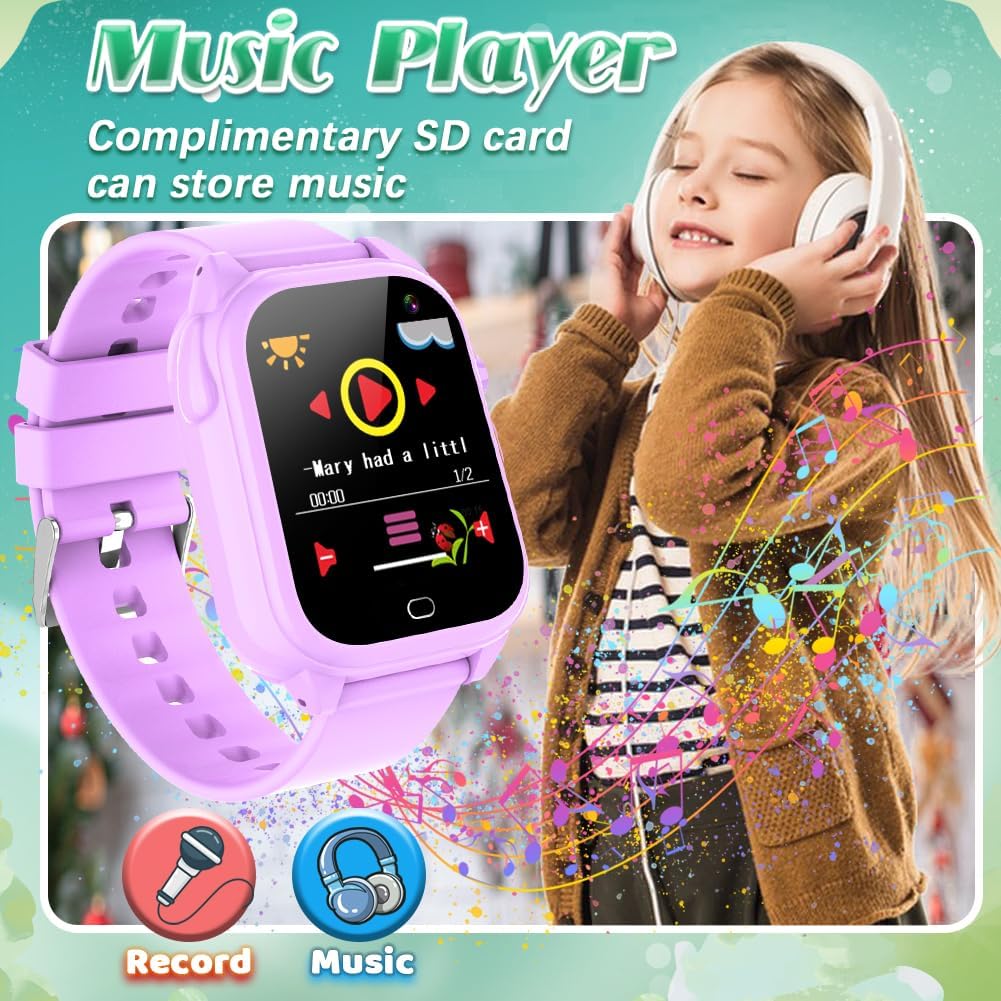 Reloj inteligente impermeable para niños y niñas de 3 a 12 años, juguetes de aprendizaje con 26 juegos, cámara, video, pantalla táctil, reproductor
