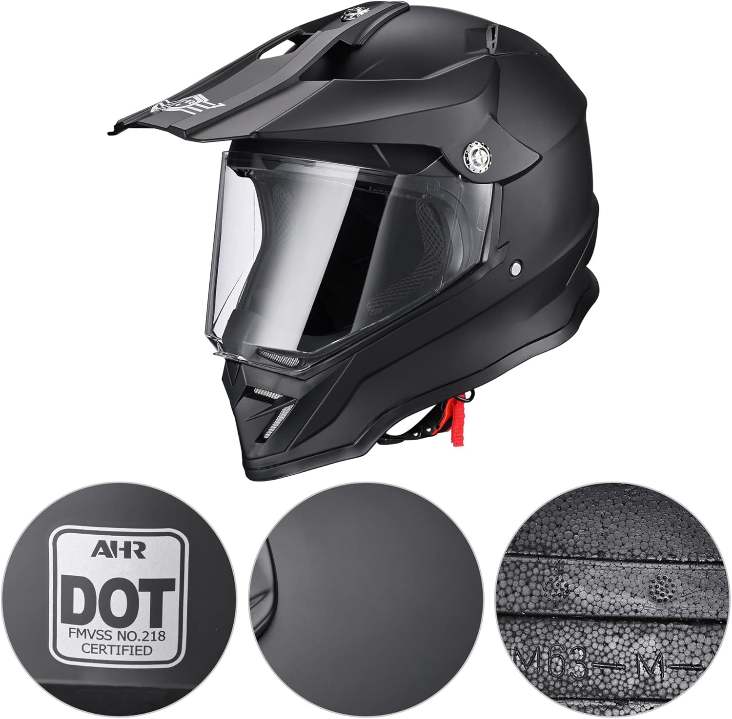 AHR Casco de motocicleta deportiva dual de cara completa, casco ligero para motocross, todoterreno, ATV, motocross, aprobado por DOT